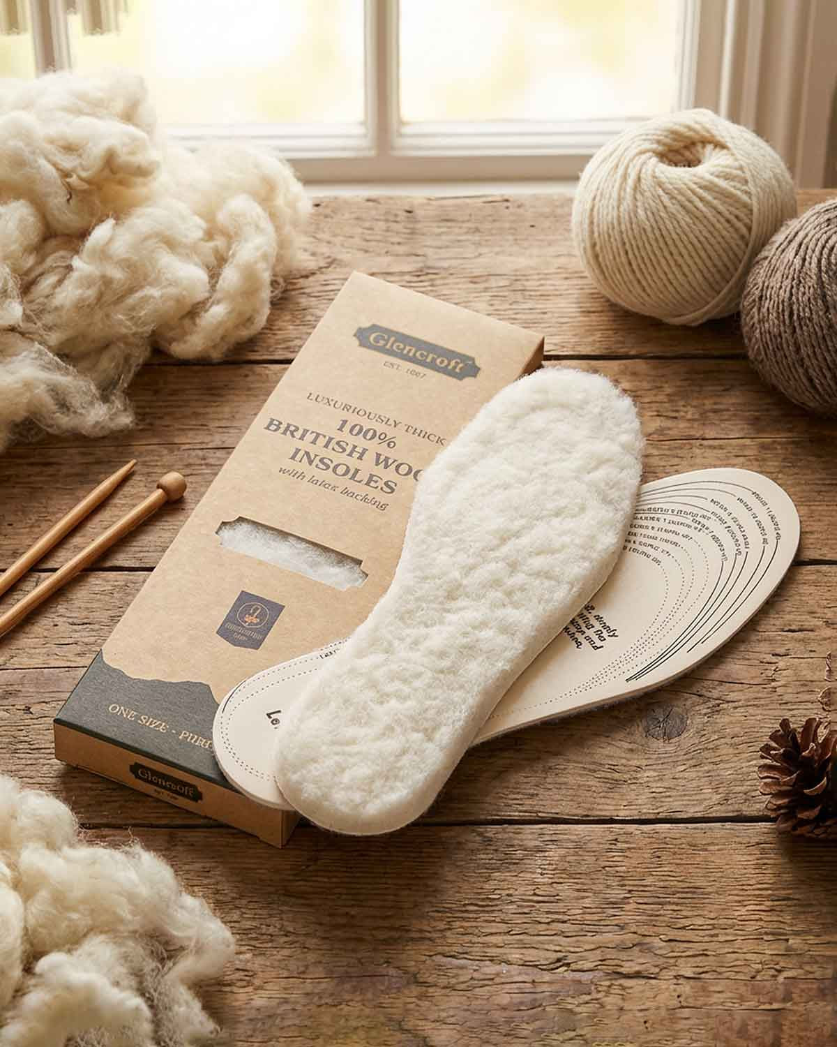 Luxuriously Thick British Wool Shoe Insoles - Cream - Country Collection