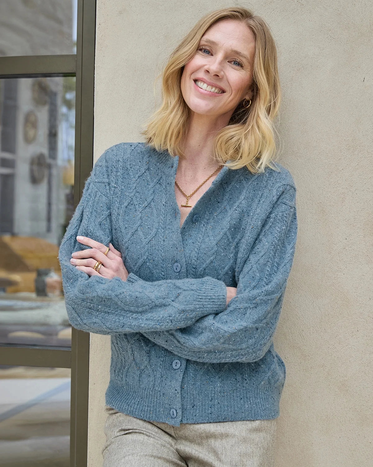 Addison Cable Knit Wool Rich Cardigan