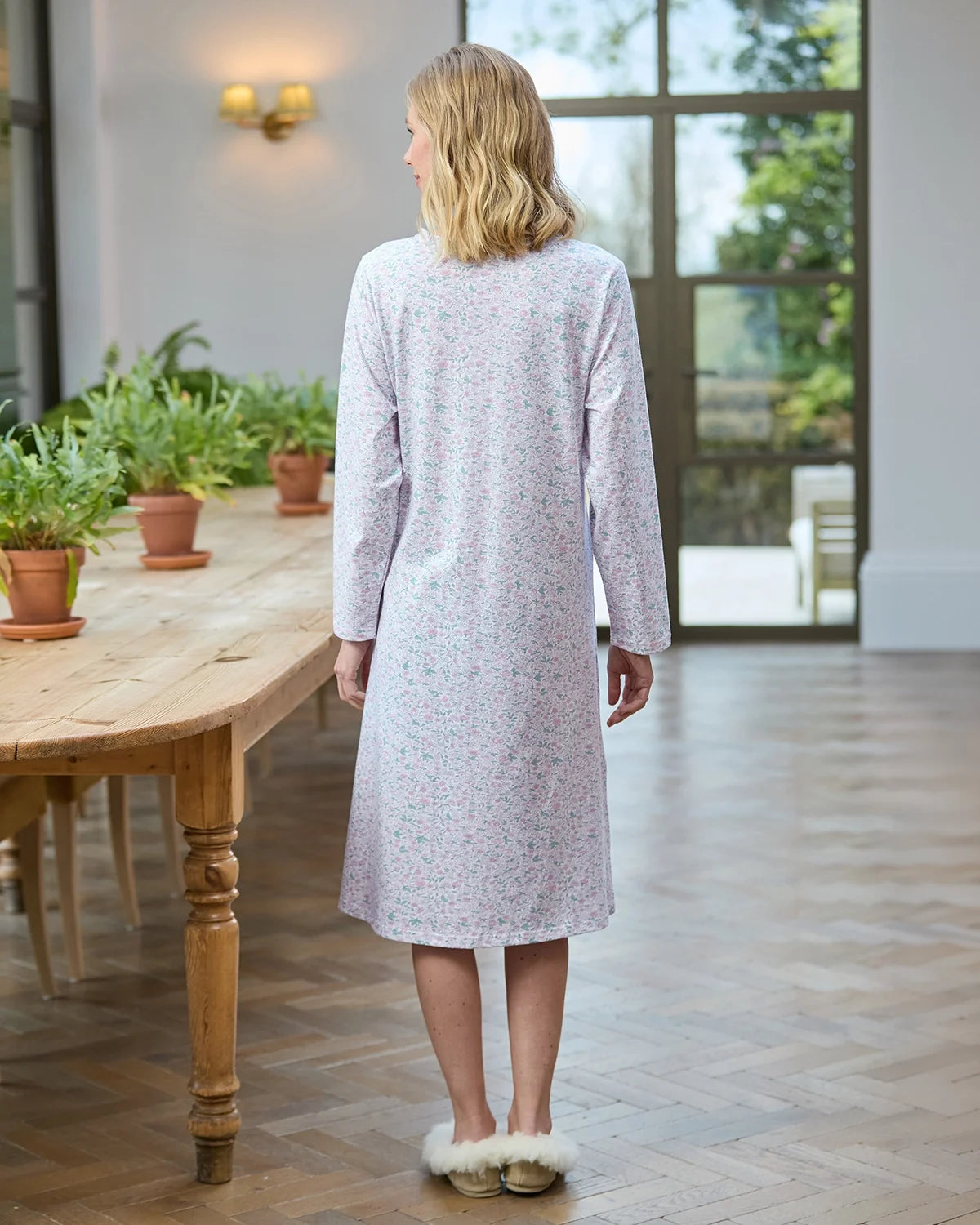 Adelina Floral Long Sleeve Pure Cotton Nightdress