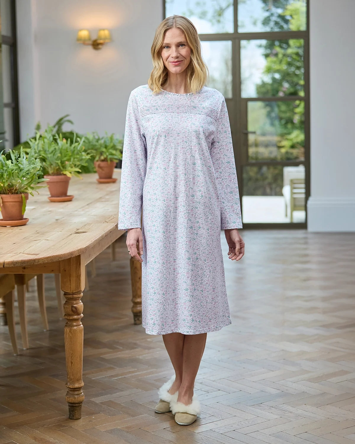 Adelina Floral Long Sleeve Pure Cotton Nightdress