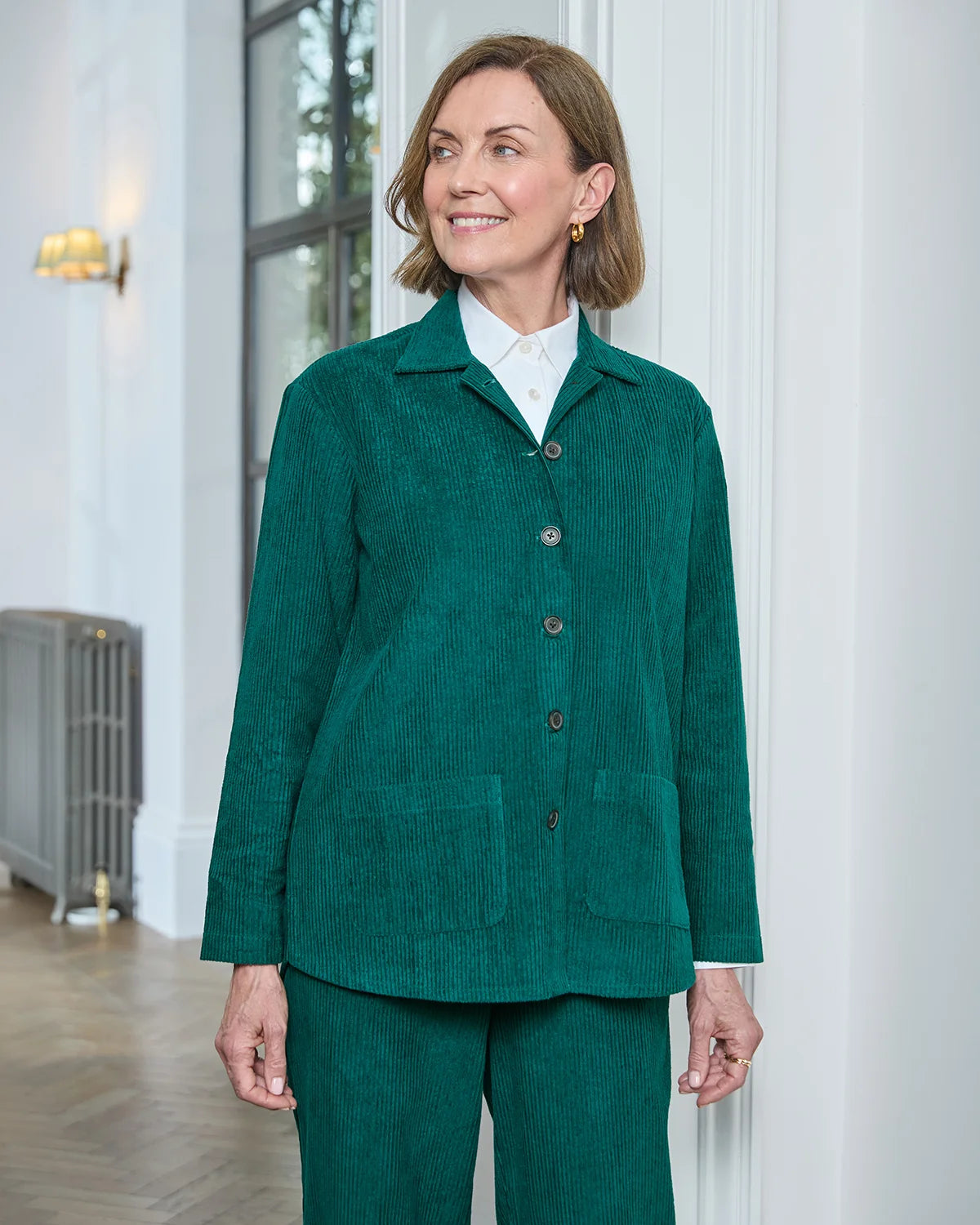 Alexis Emerald Green Cord Shirt Style Jacket
