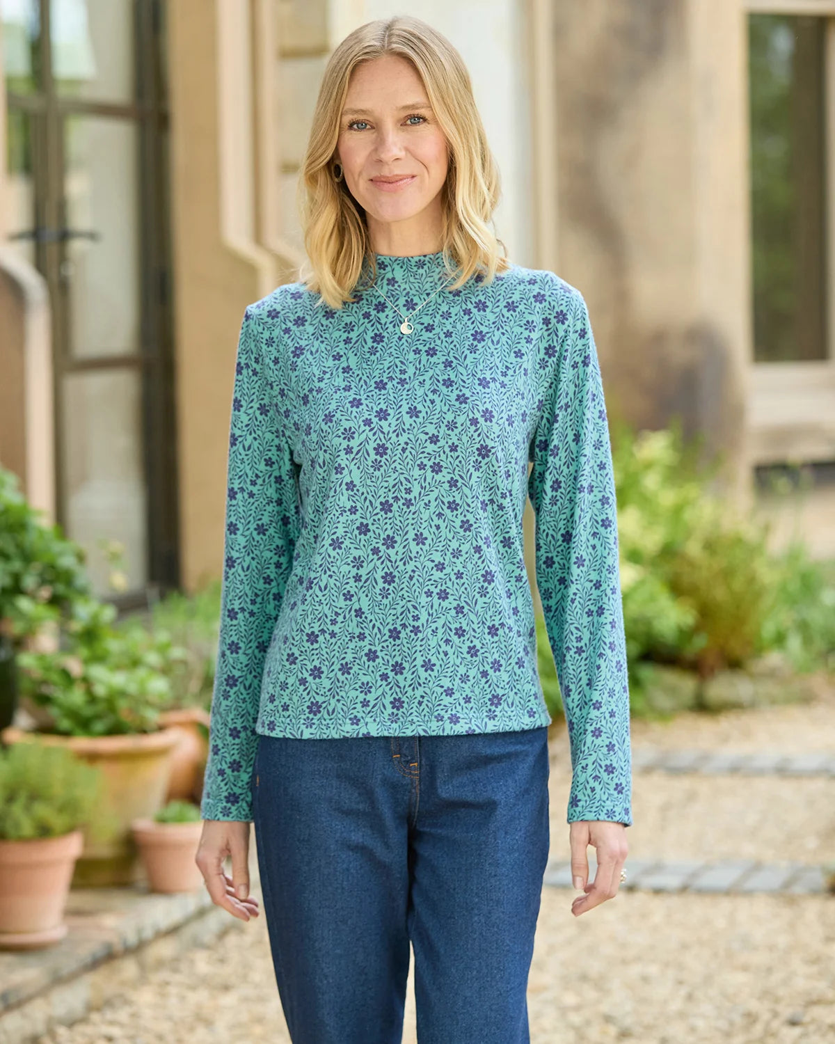 Aliyah Floral Turtle Neck Long Sleeved Top
