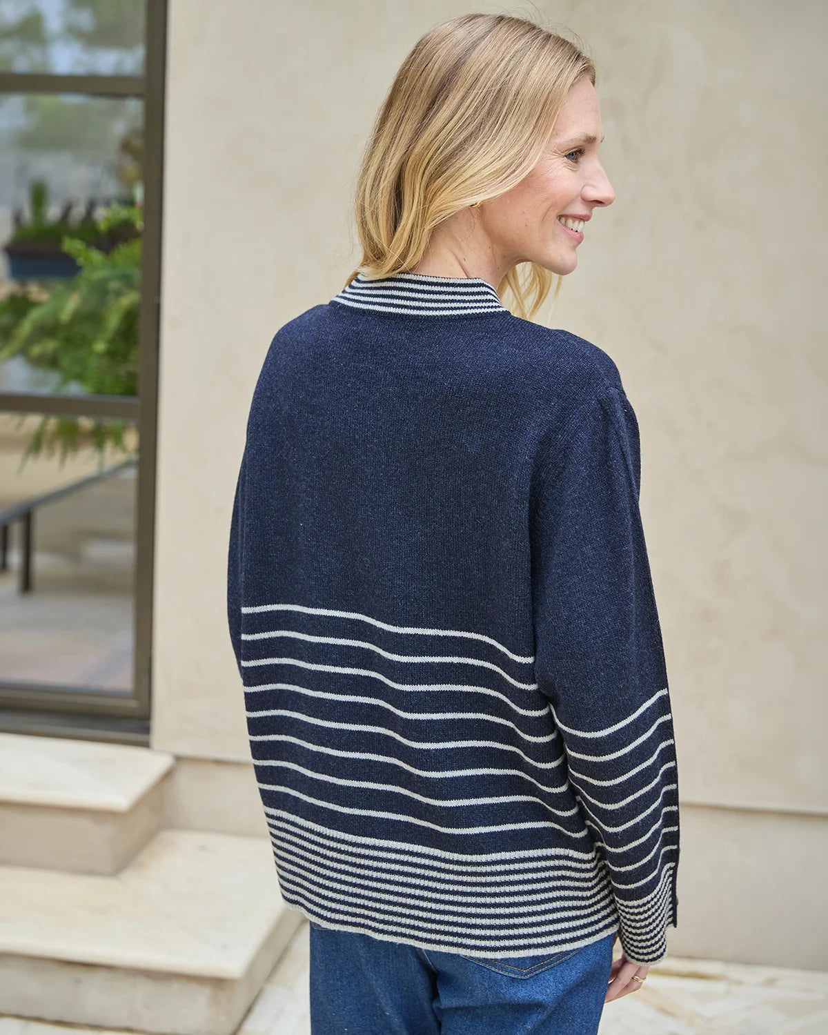 Allie Striped Turtle Neck Pure Lambswool Jumper