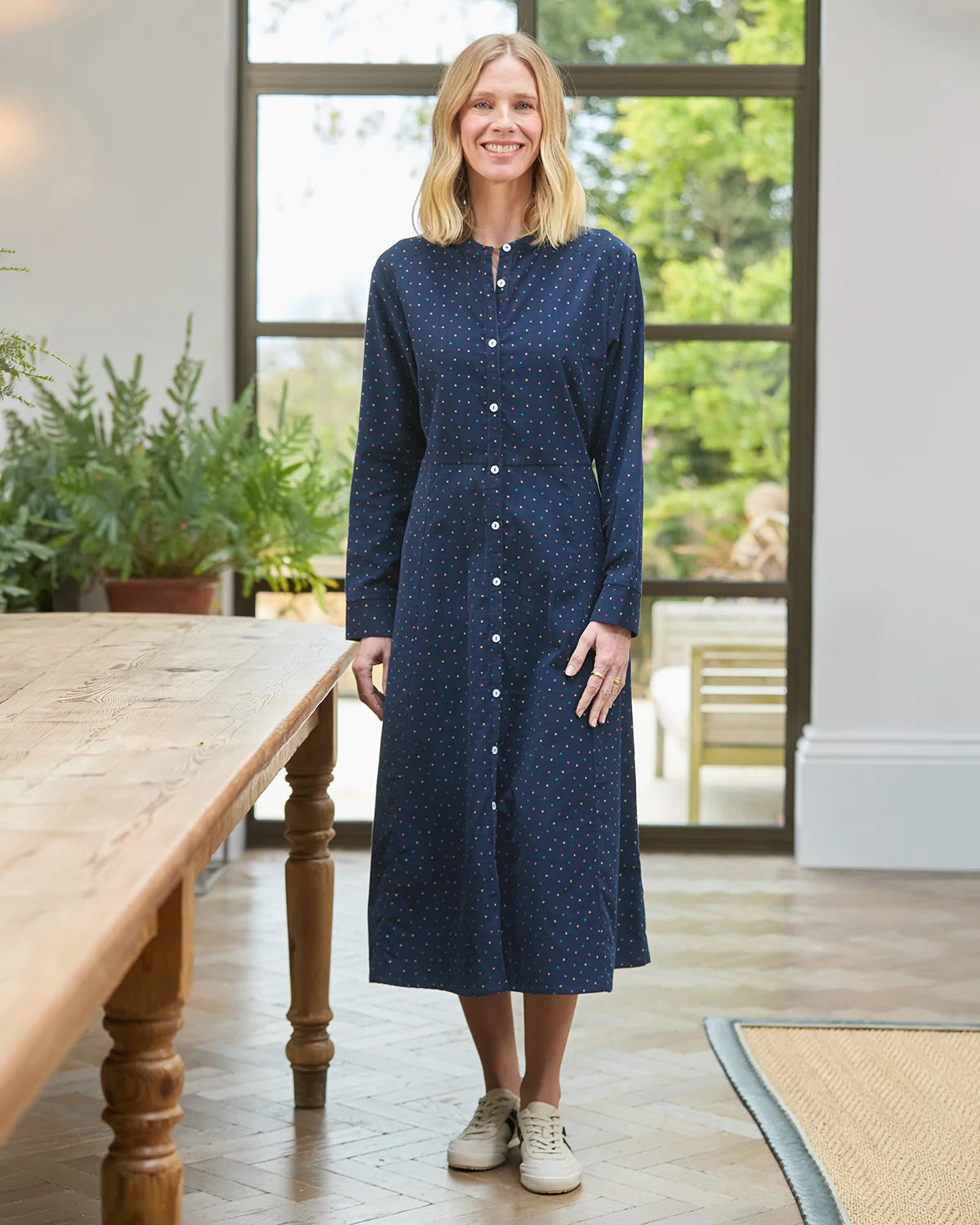 Amara Spotted Baby Cord Long Sleeve Dress