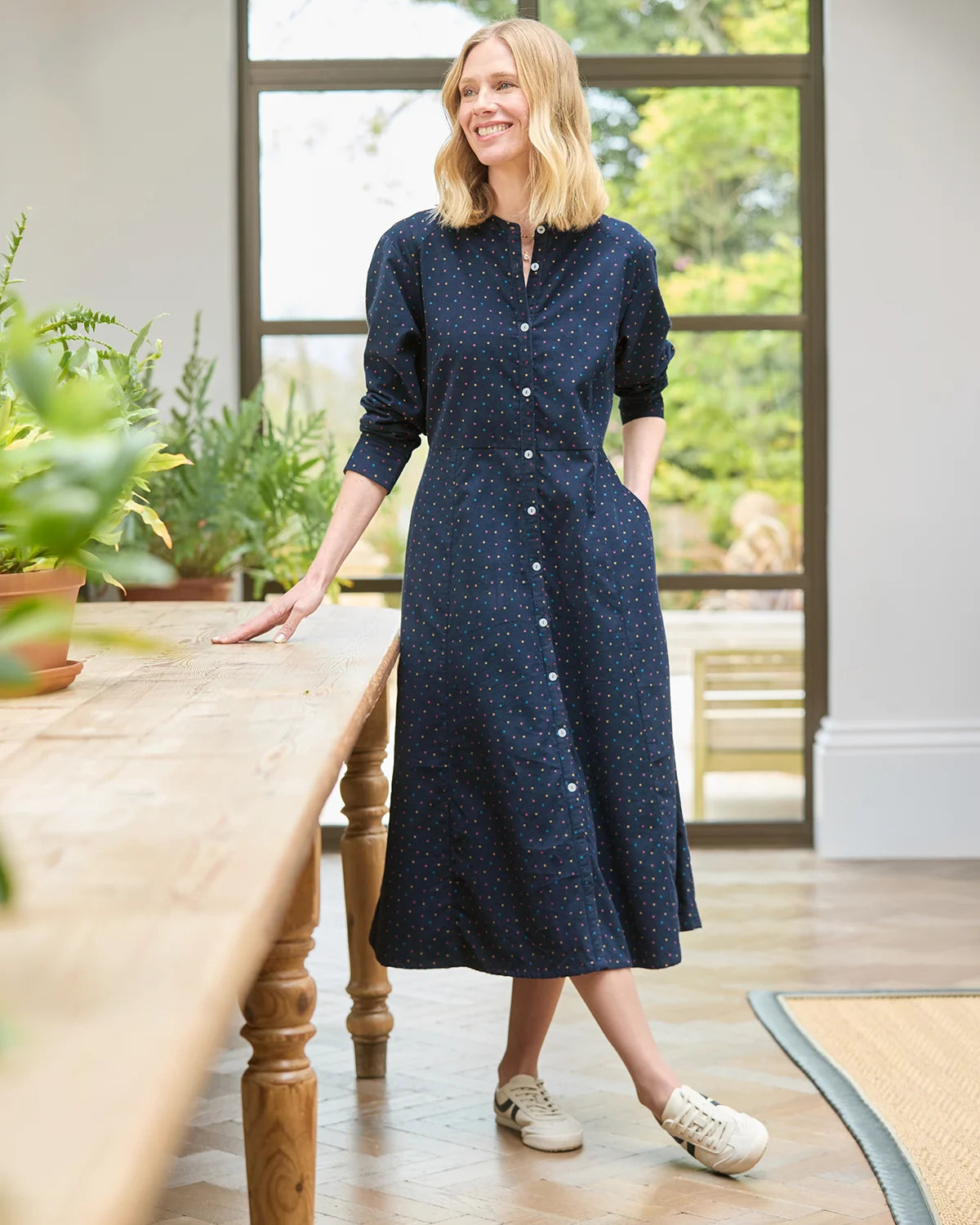 Amara Spotted Baby Cord Long Sleeve Dress
