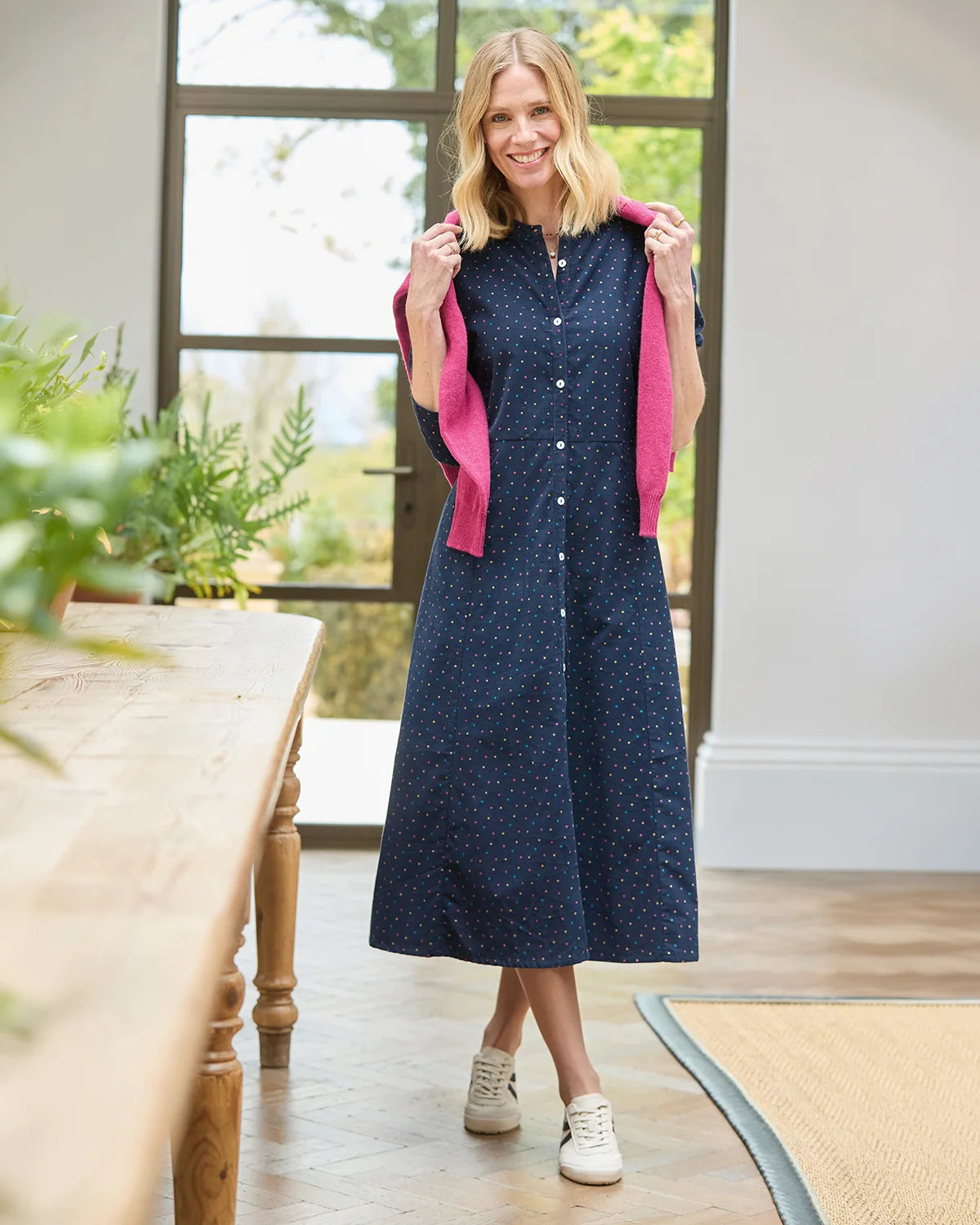 Amara Spotted Baby Cord Long Sleeve Dress