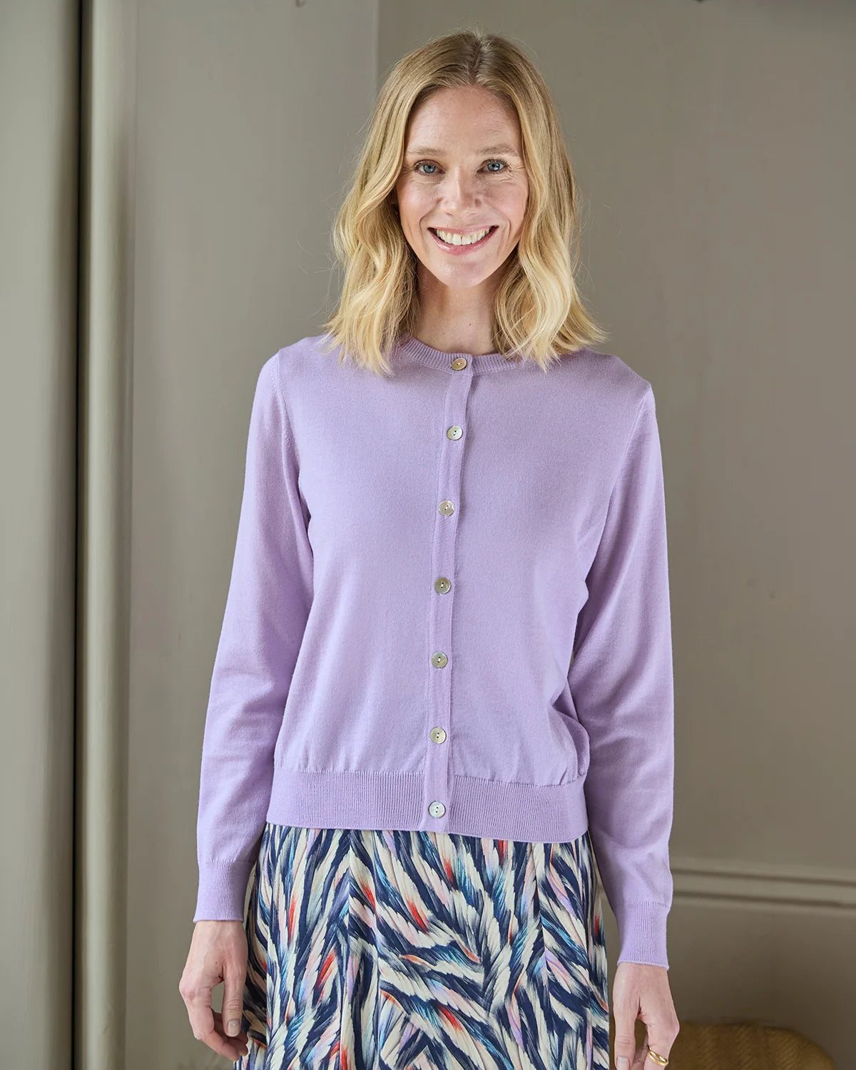 Merino Short Cardigan - Amethyst