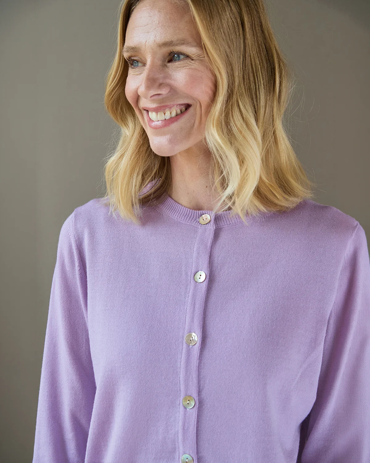 Merino Short Cardigan - Amethyst