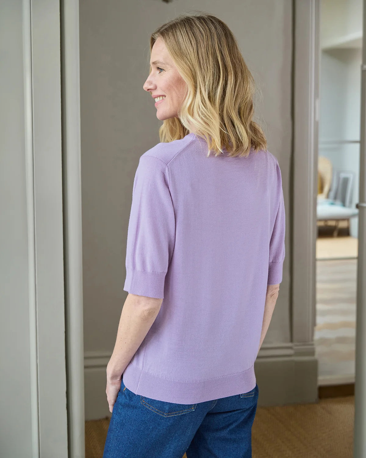 Merino Short Sleeve Crew Jumper - Amethyst