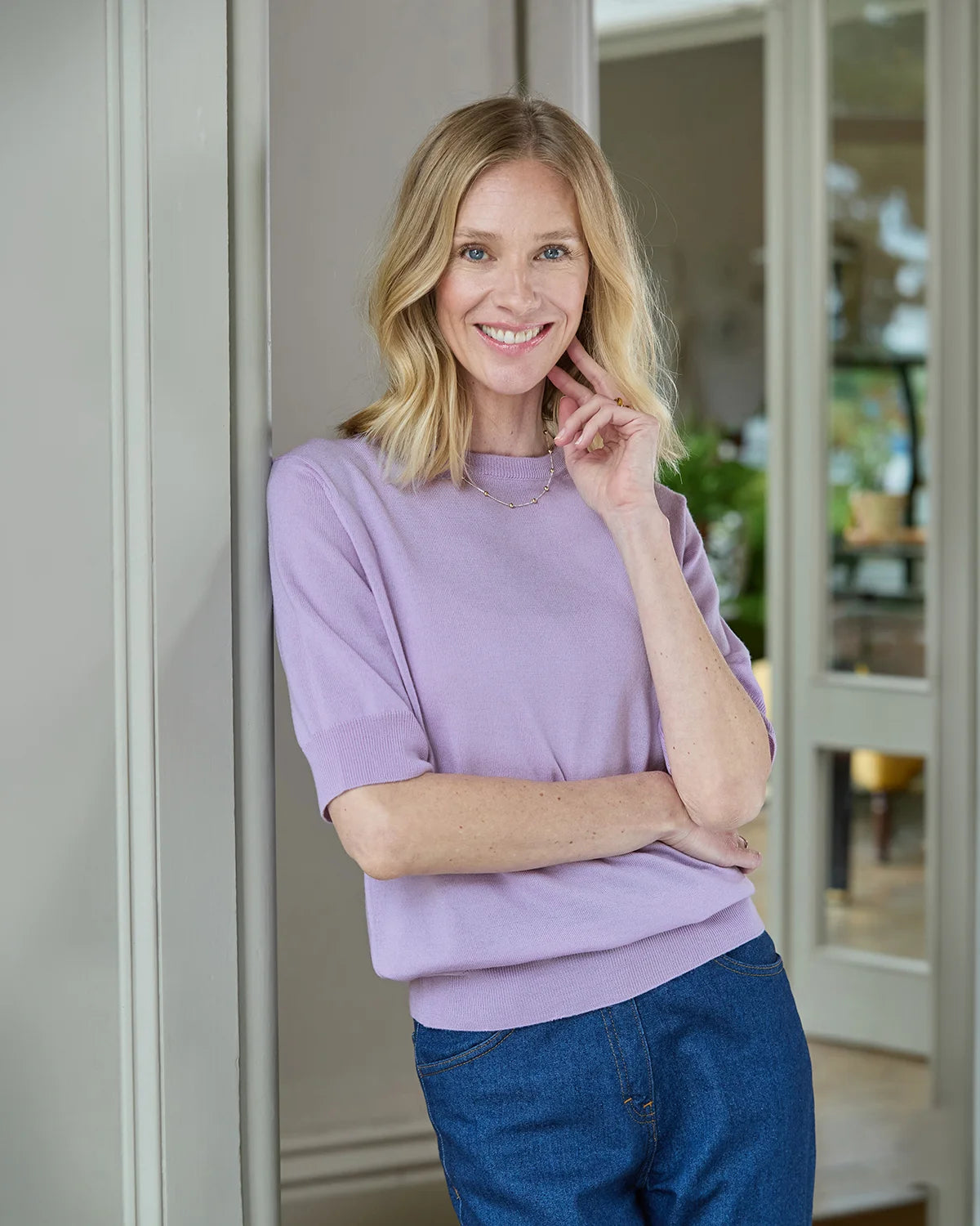 Merino Short Sleeve Crew Jumper - Amethyst