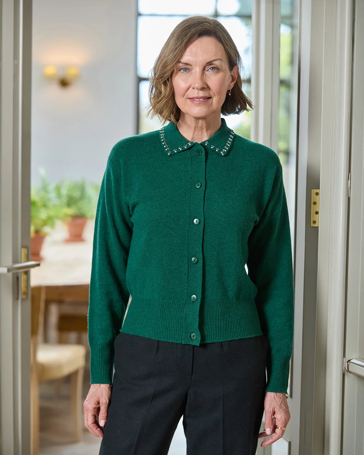 Avery Embroidered Pure Lambswool Cardigan