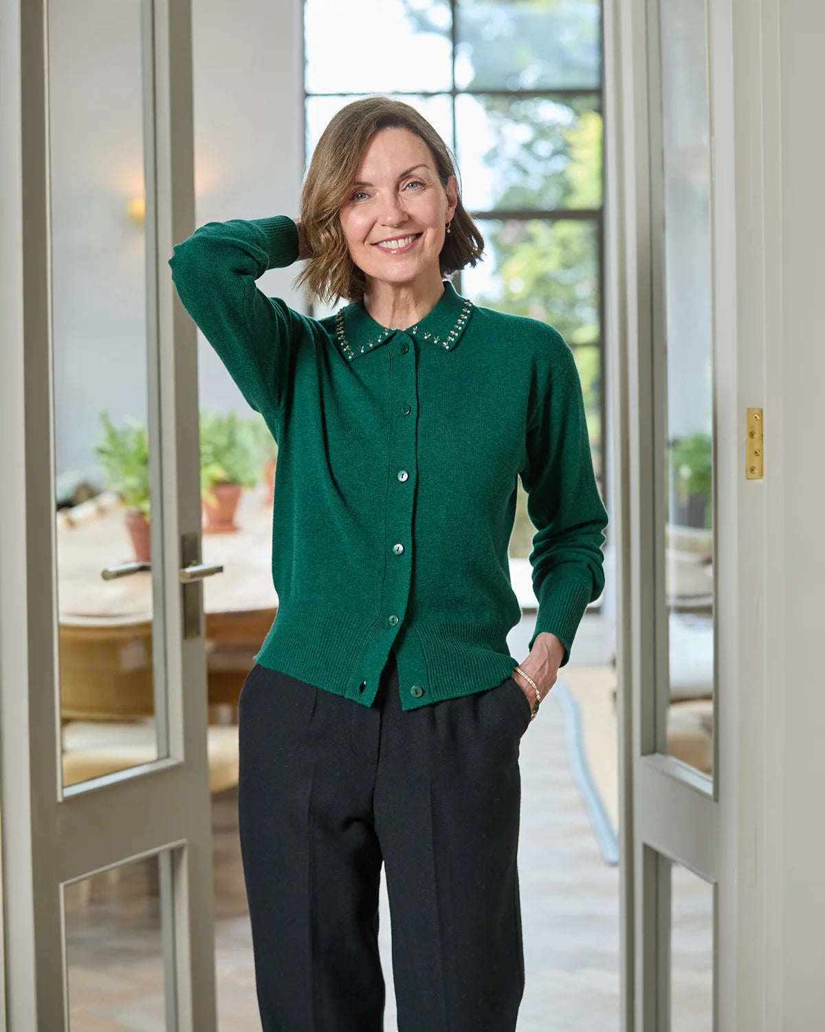 Avery Embroidered Pure Lambswool Cardigan