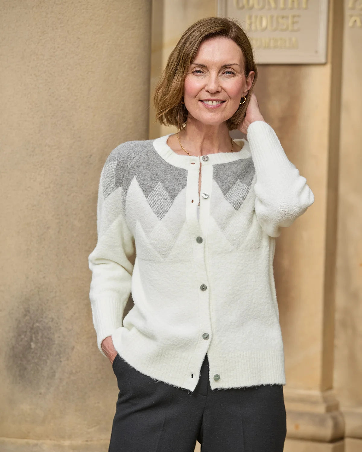 Ayla Raglan Sleeve Patterned Cardigan