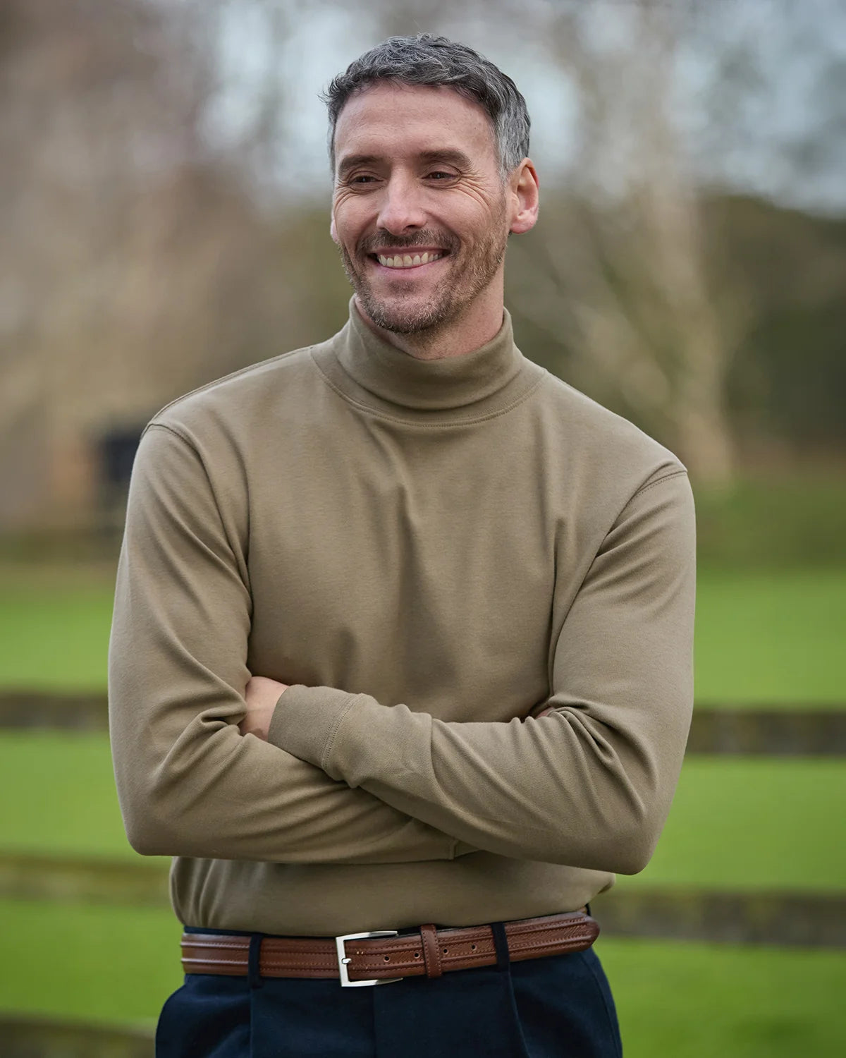 Pure Cotton Polo Neck  - Bark