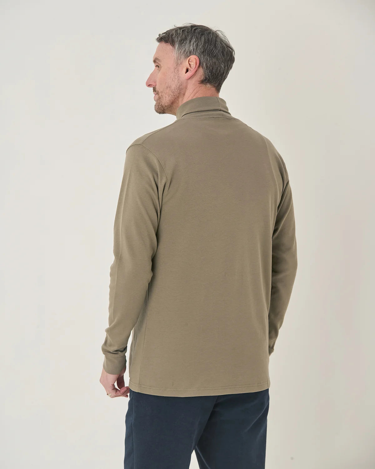 Pure Cotton Polo Neck  - Bark
