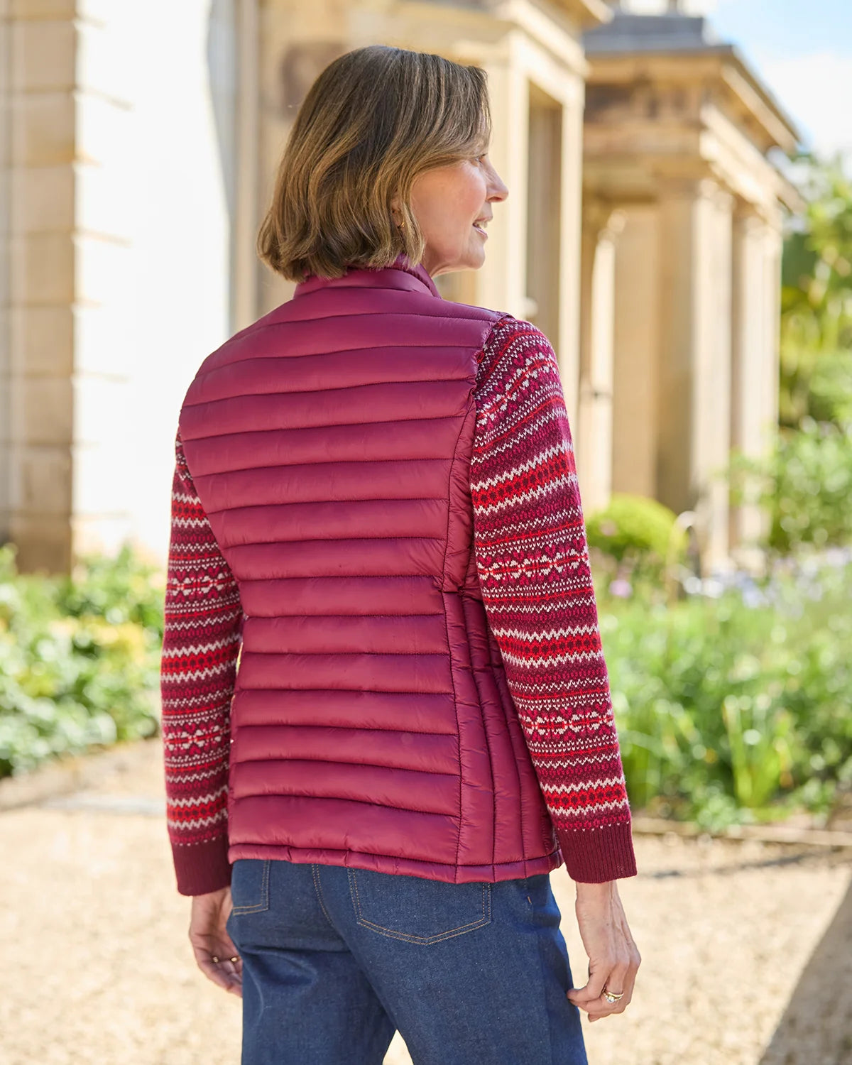 Lightly Padded Quilted Gilet - Berry