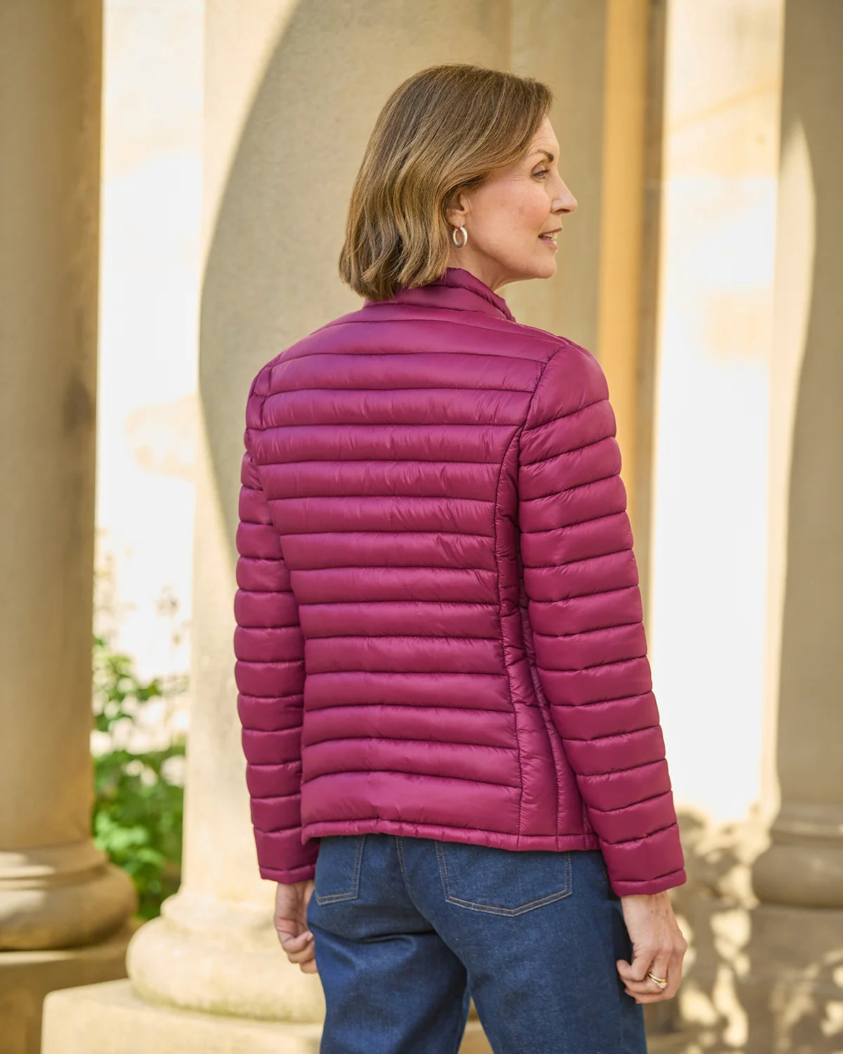 Lightly Padded Quilted Jacket - Berry