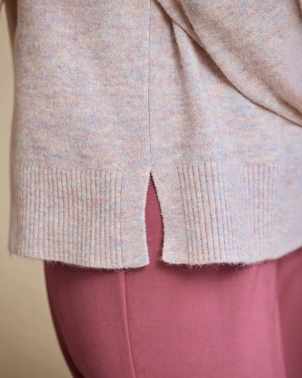 Brooke Split Collar Style Wool Mix Jumper - Lilac