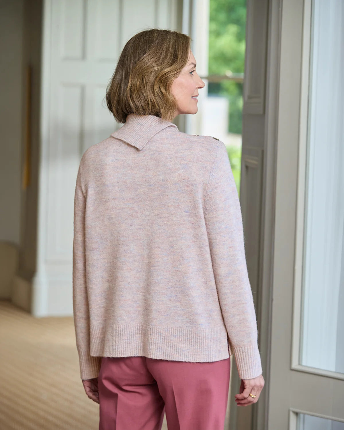 Brooke Split Collar Style Wool Mix Jumper - Lilac