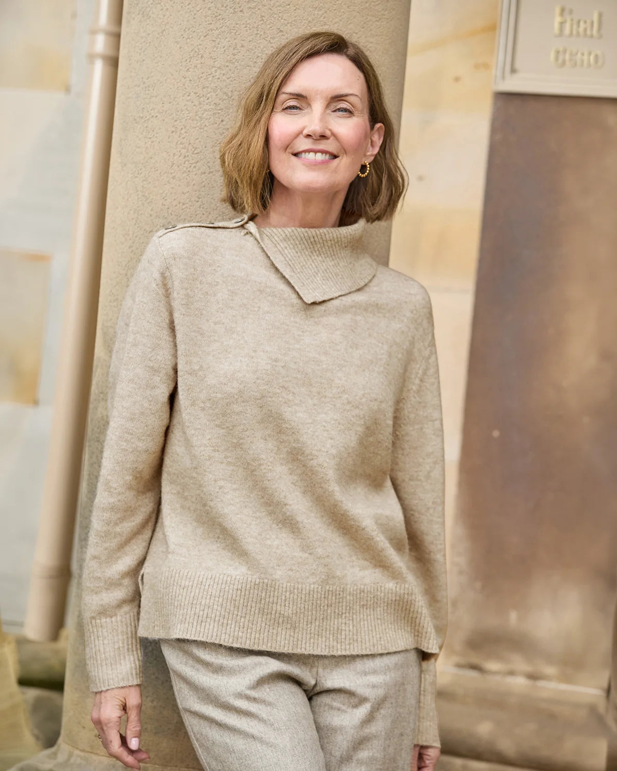 Brooke Split Collar Style Wool Mix Jumper