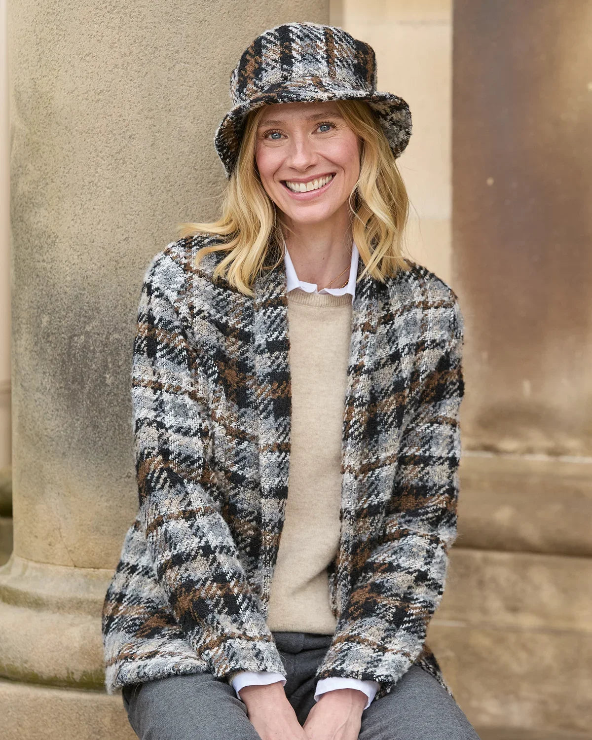 Bryony Fully Lined Wool Mix Checked Hat