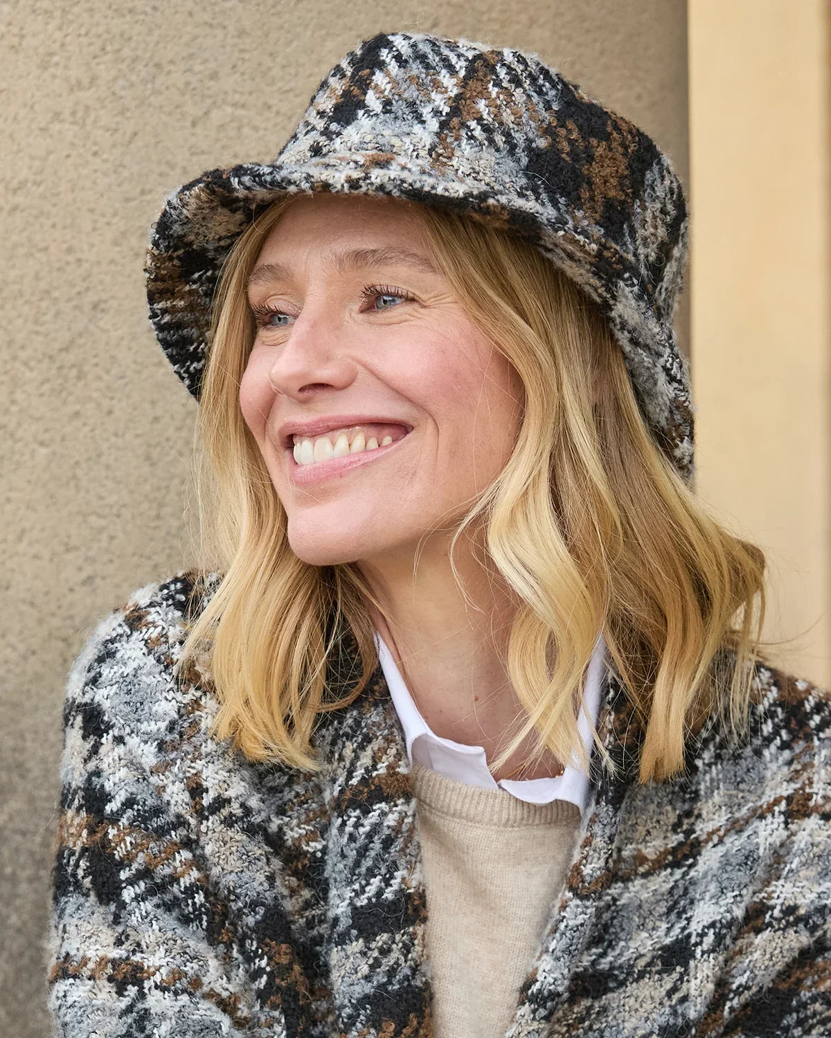 Bryony Fully Lined Wool Mix Checked Hat