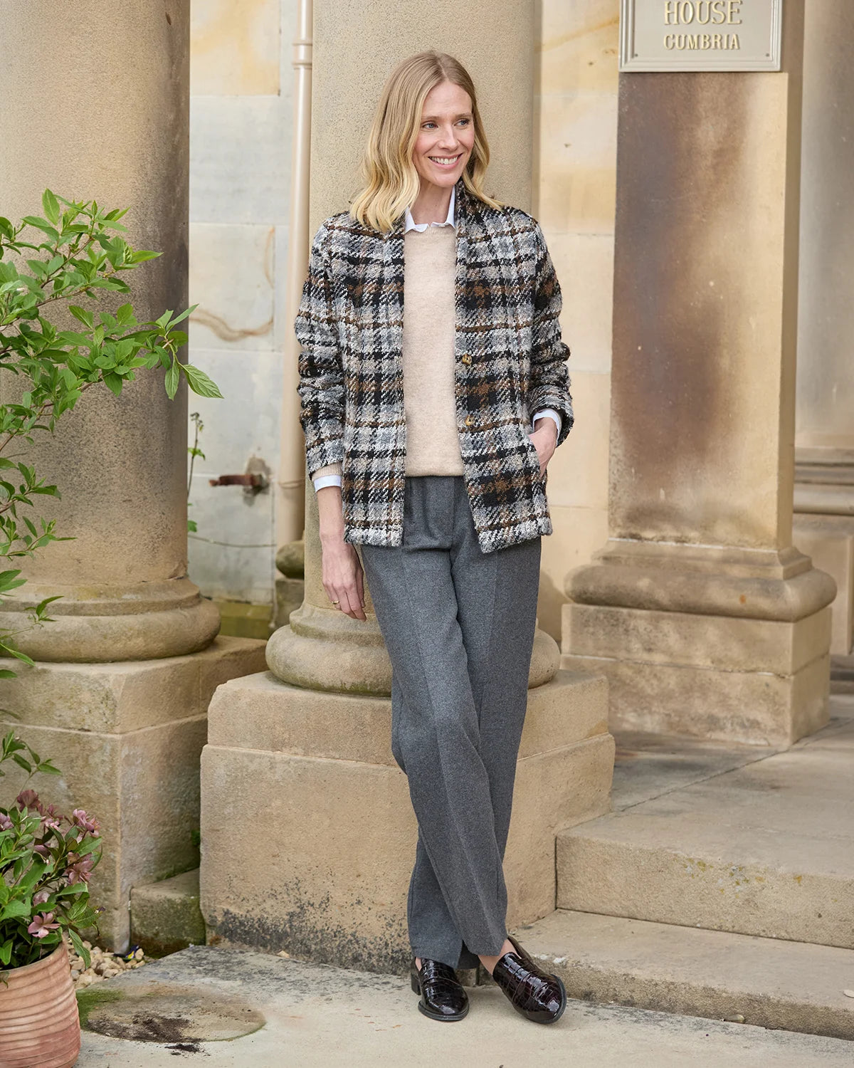 Bryony Fully Lined Wool Mix Checked Jacket