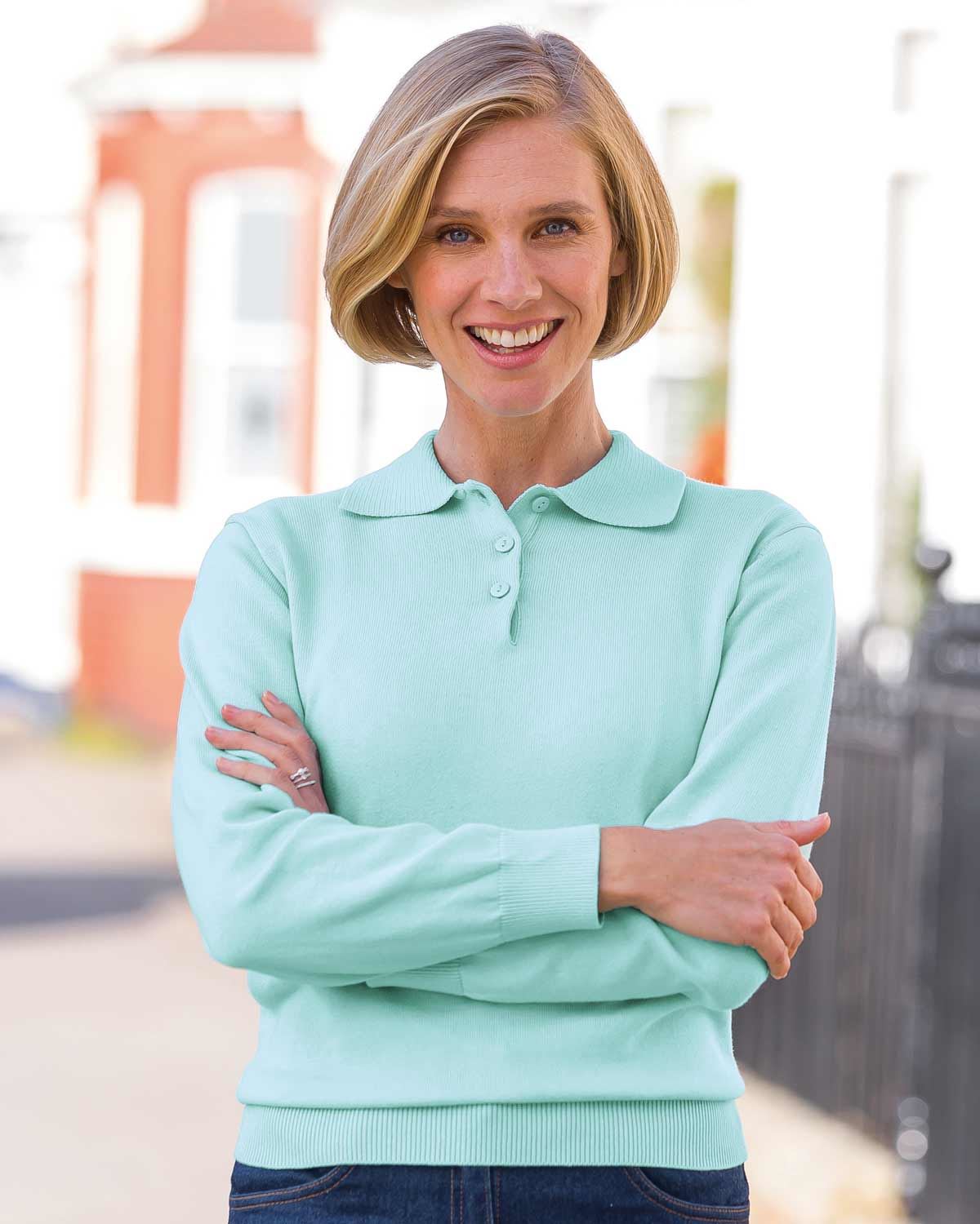 Cotton Collar Polo - Aqua - Country Collection