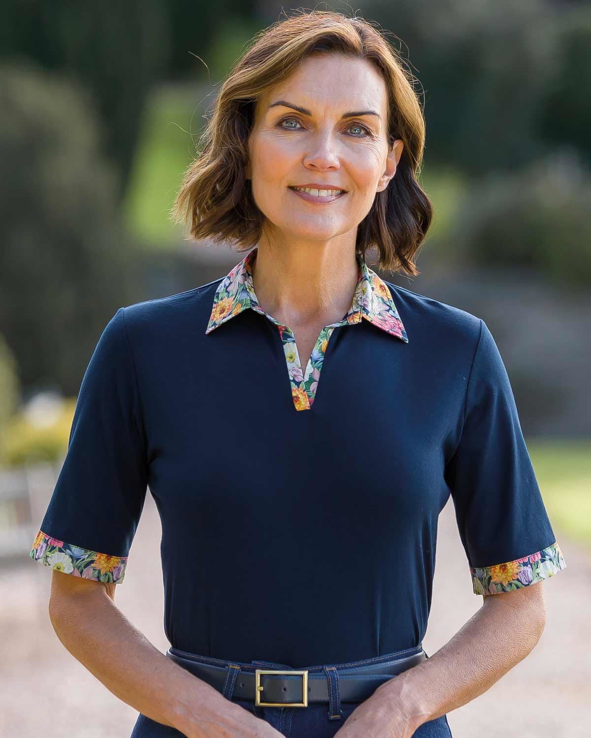 Alberta Pure Cotton Trimmed Short Sleeve Polo - Country Collection