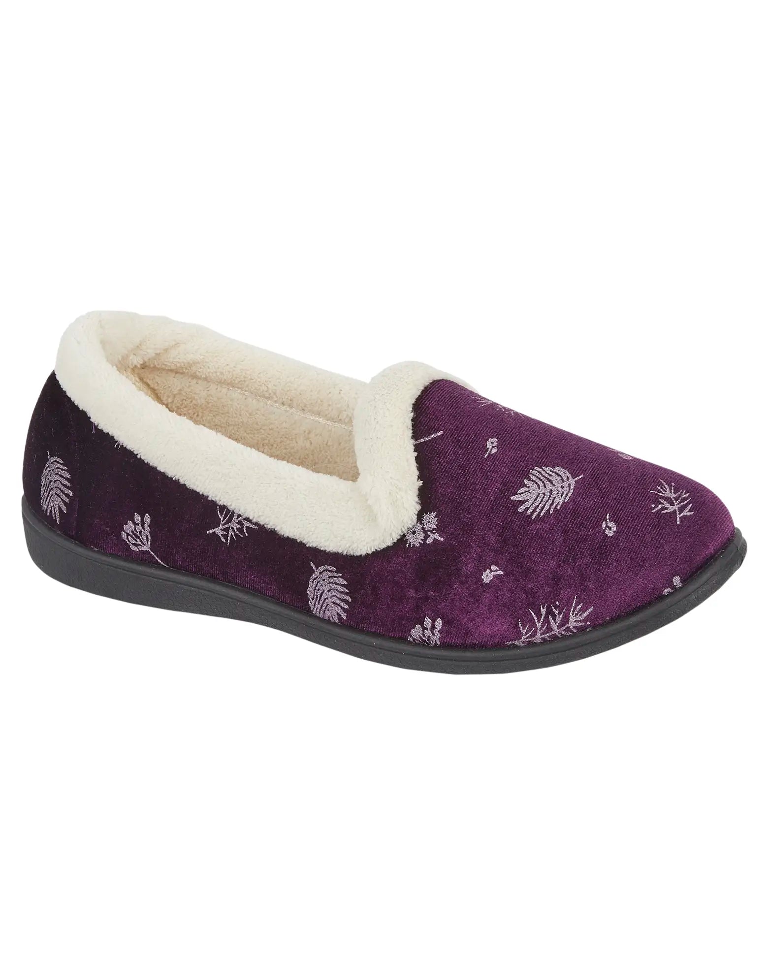 Edina Velour Slipper - Grape