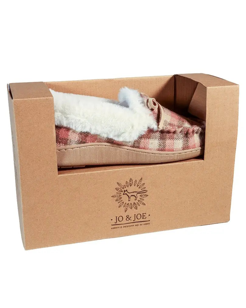 Caitrin Checked Moccasin Slipper - Pink