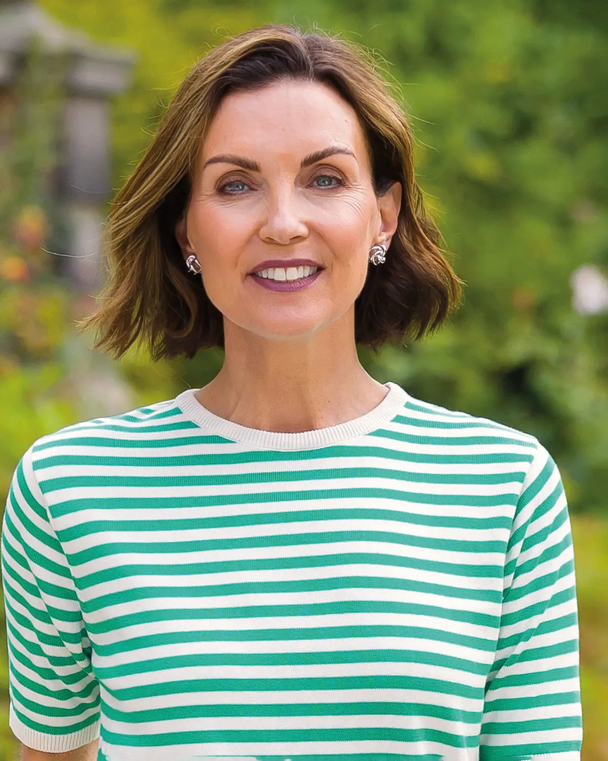 Ladies’ Kathy Pure Cotton Breton Top – Emerald/Cream