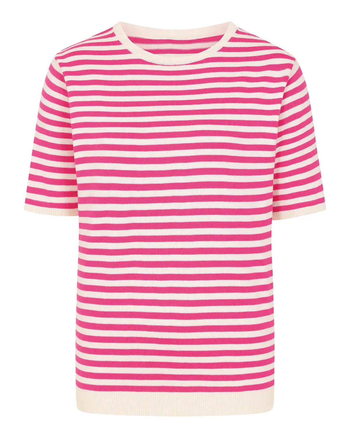 Ladies’ Kathy Pure Cotton Breton Top – Pink/Cream