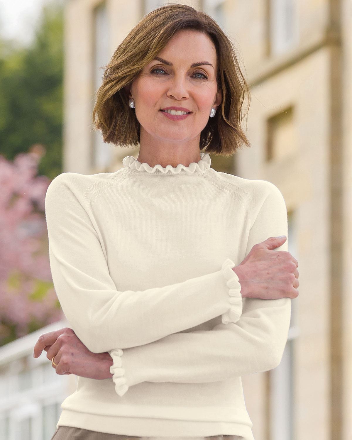 Merino Ruffle Jumper - Cream - Country Collection