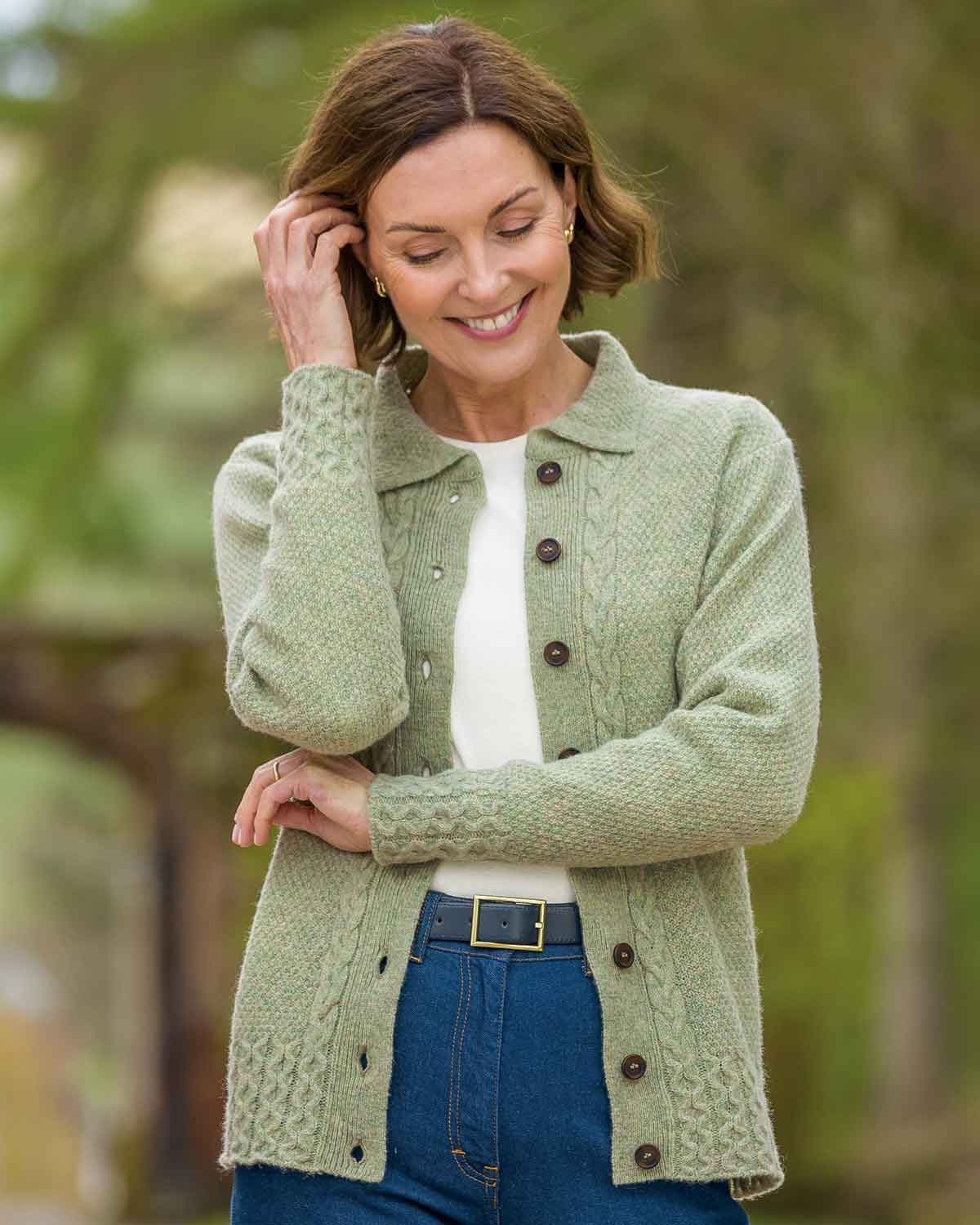 Shetland Cable Cardigan - Willow - Country Collection