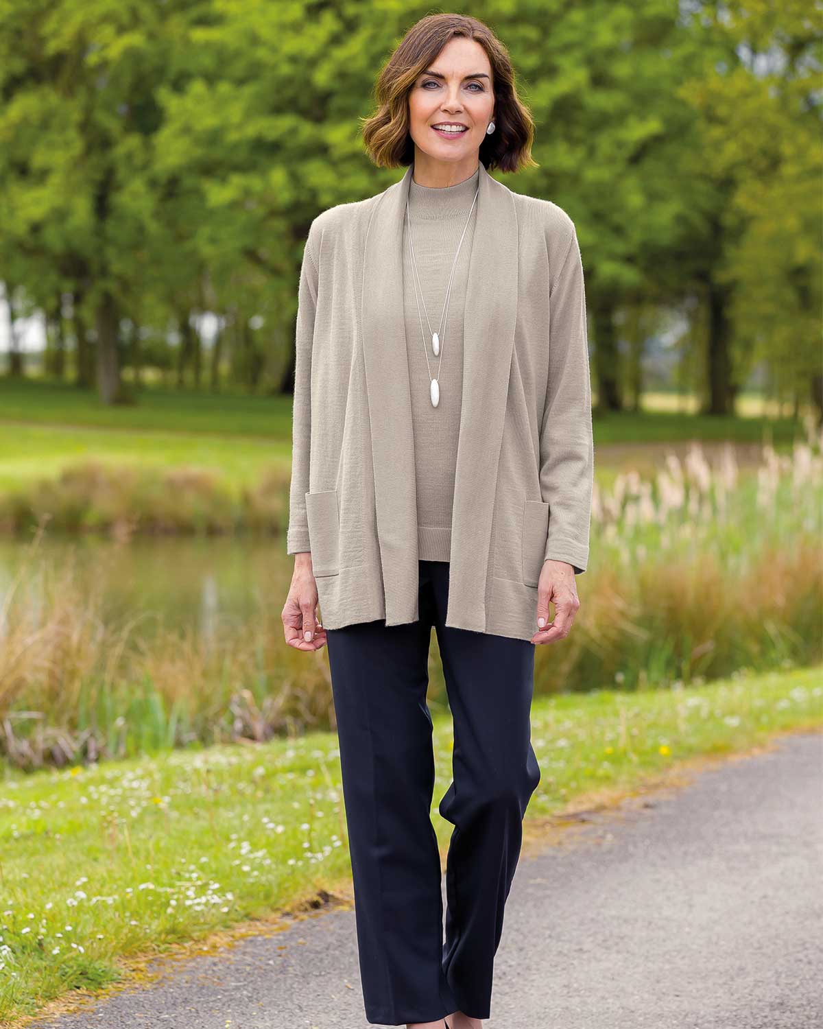 Merino Blend Trudy Turtle Neck Tunic Jumper - Putty