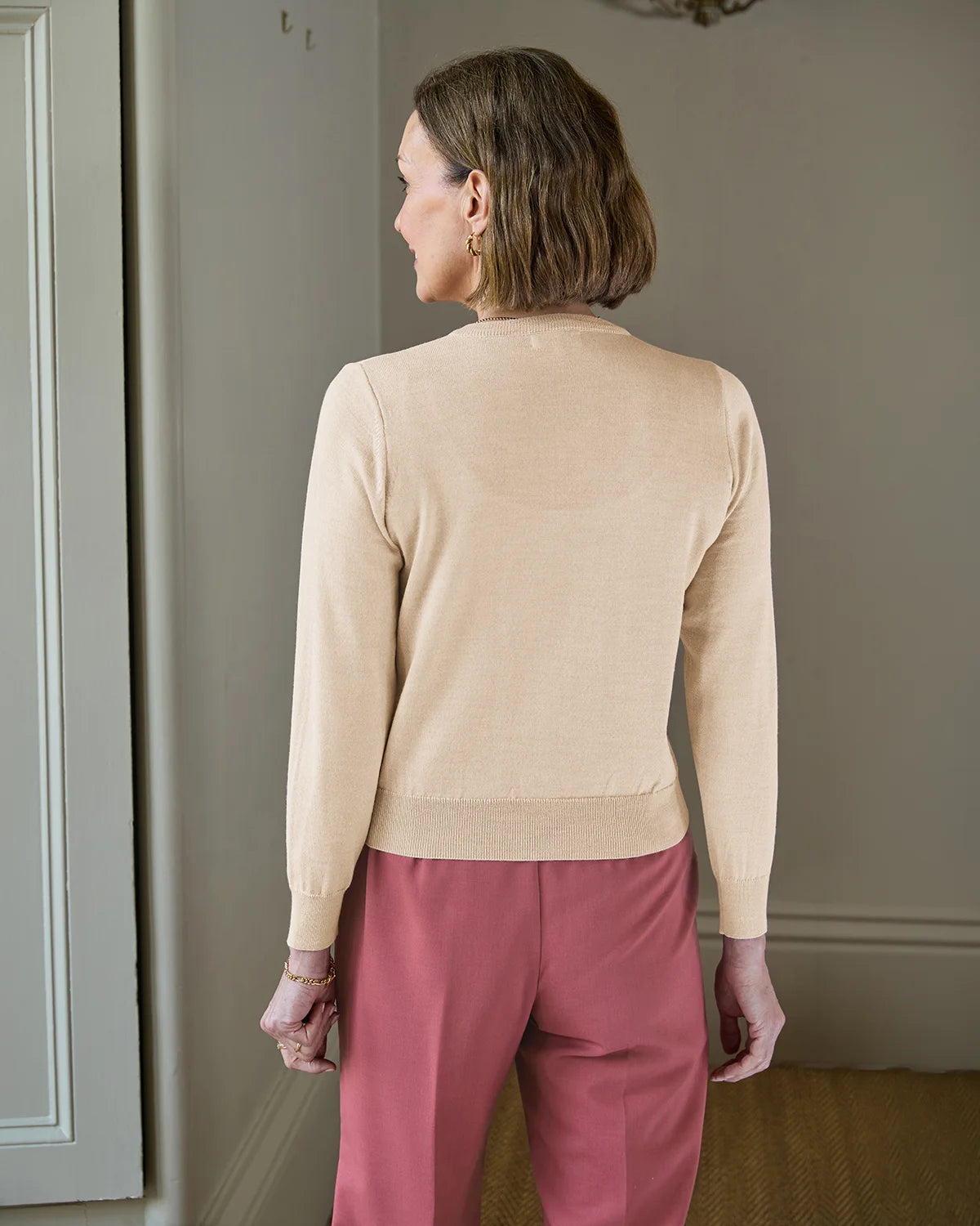 Merino Short Cardigan - Camel