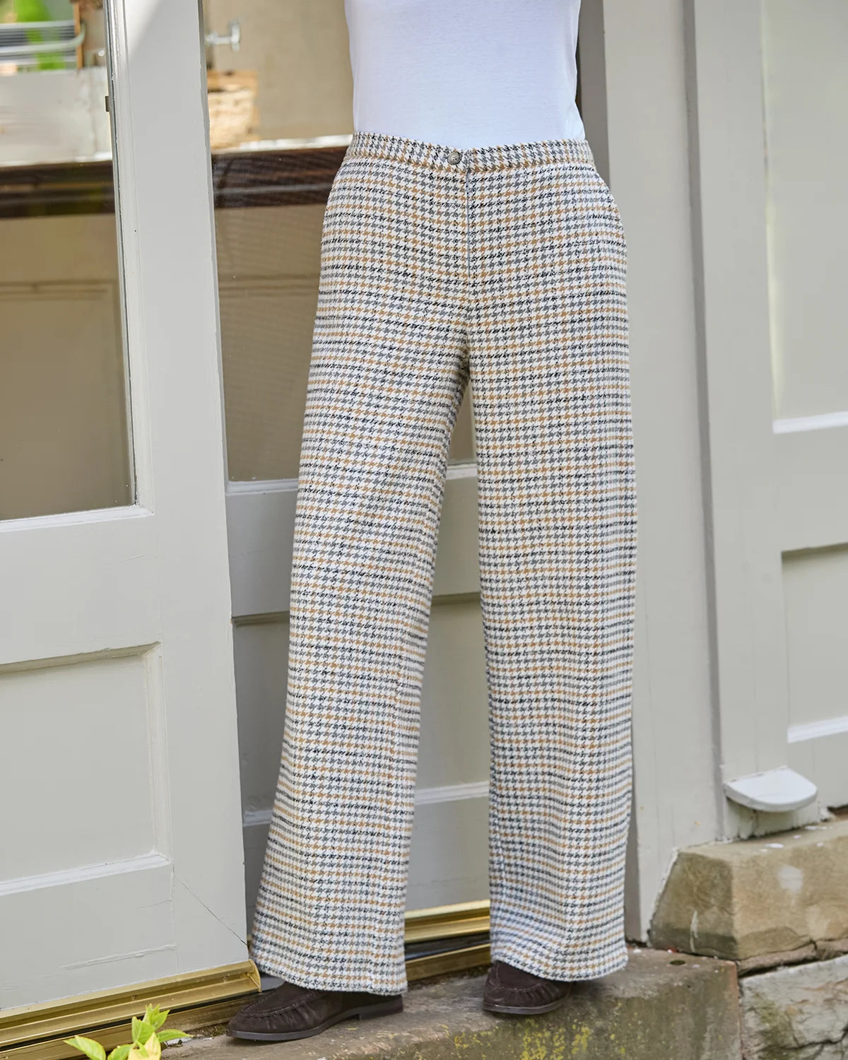 Camille checked Easycare Wide Leg Trousers
