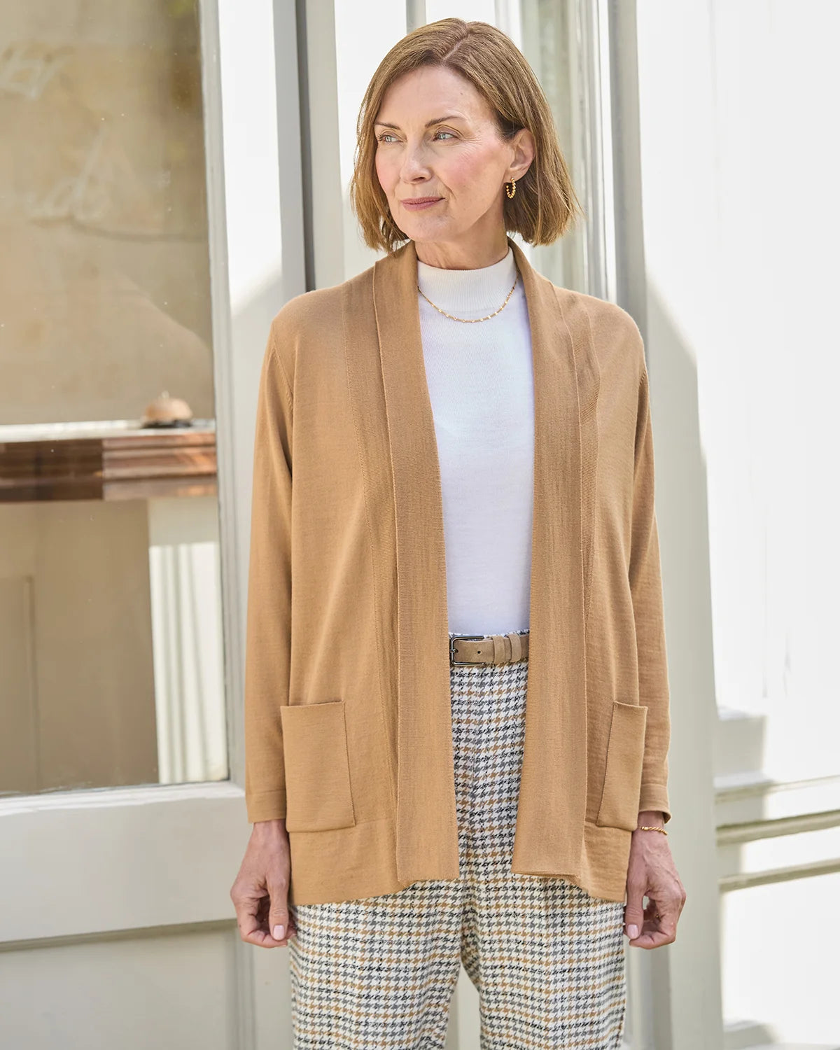 Celine Merino Wool Blend Cardigan - Caramel