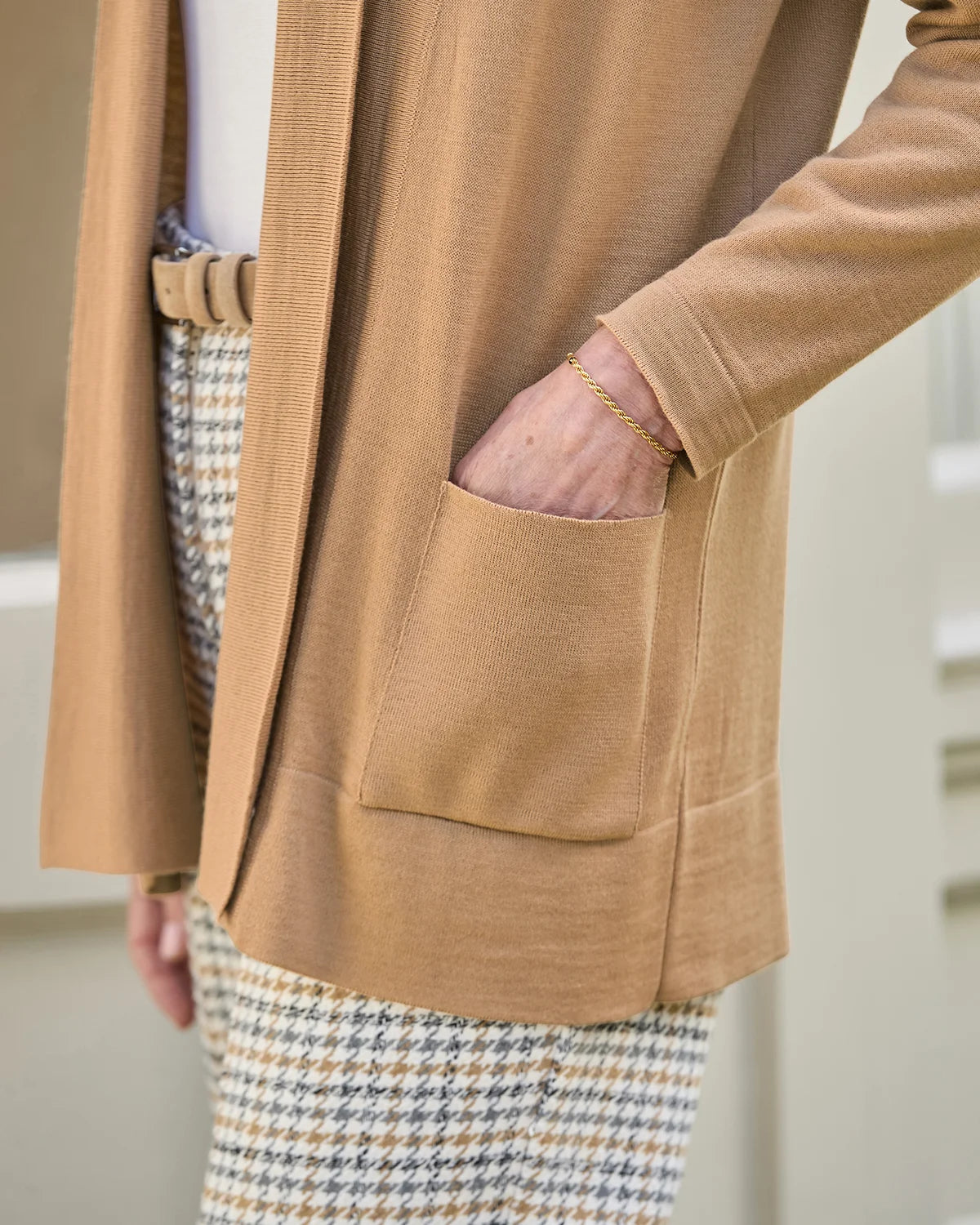 Celine Merino Wool Blend Cardigan - Caramel