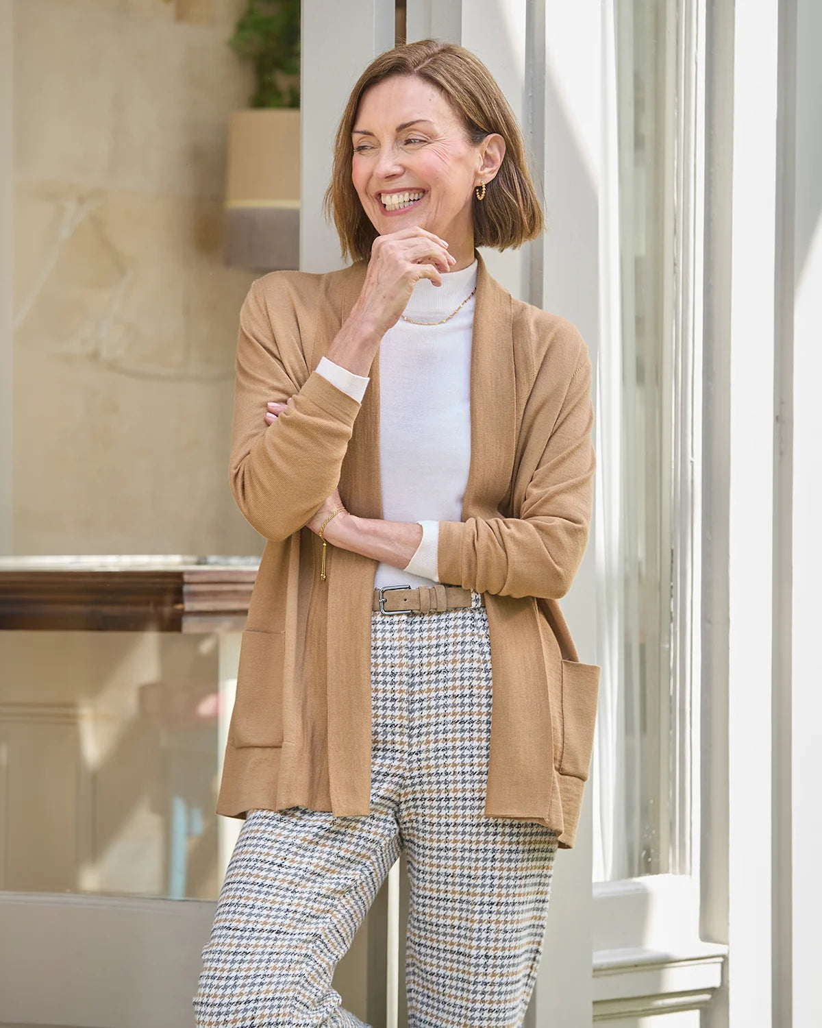 Celine Merino Wool Blend Cardigan - Caramel