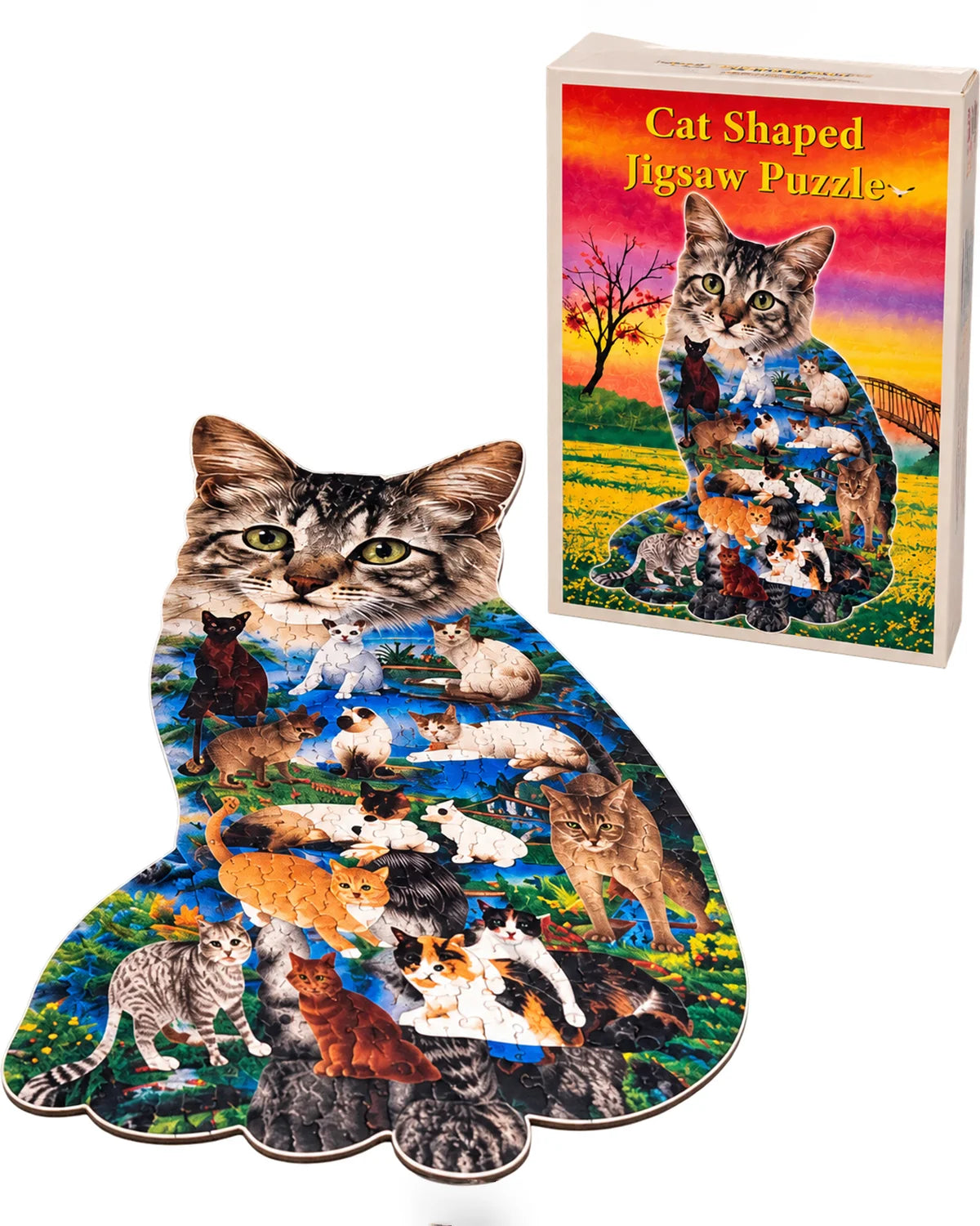 Cat-Shaped 1000 Piece Jigsaw Puzzle – Tabby Cat