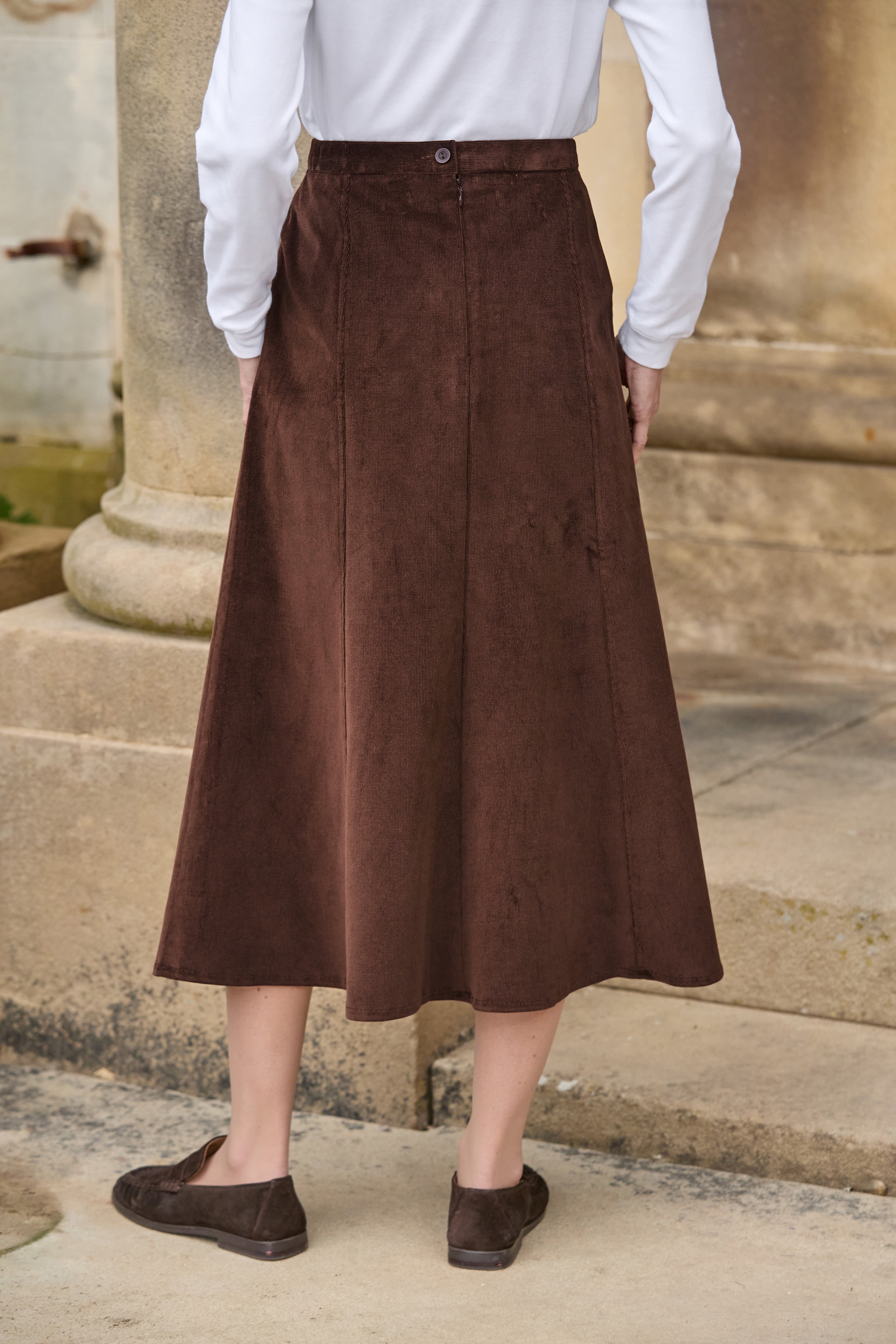 Needlecord Skirt - Chocolate