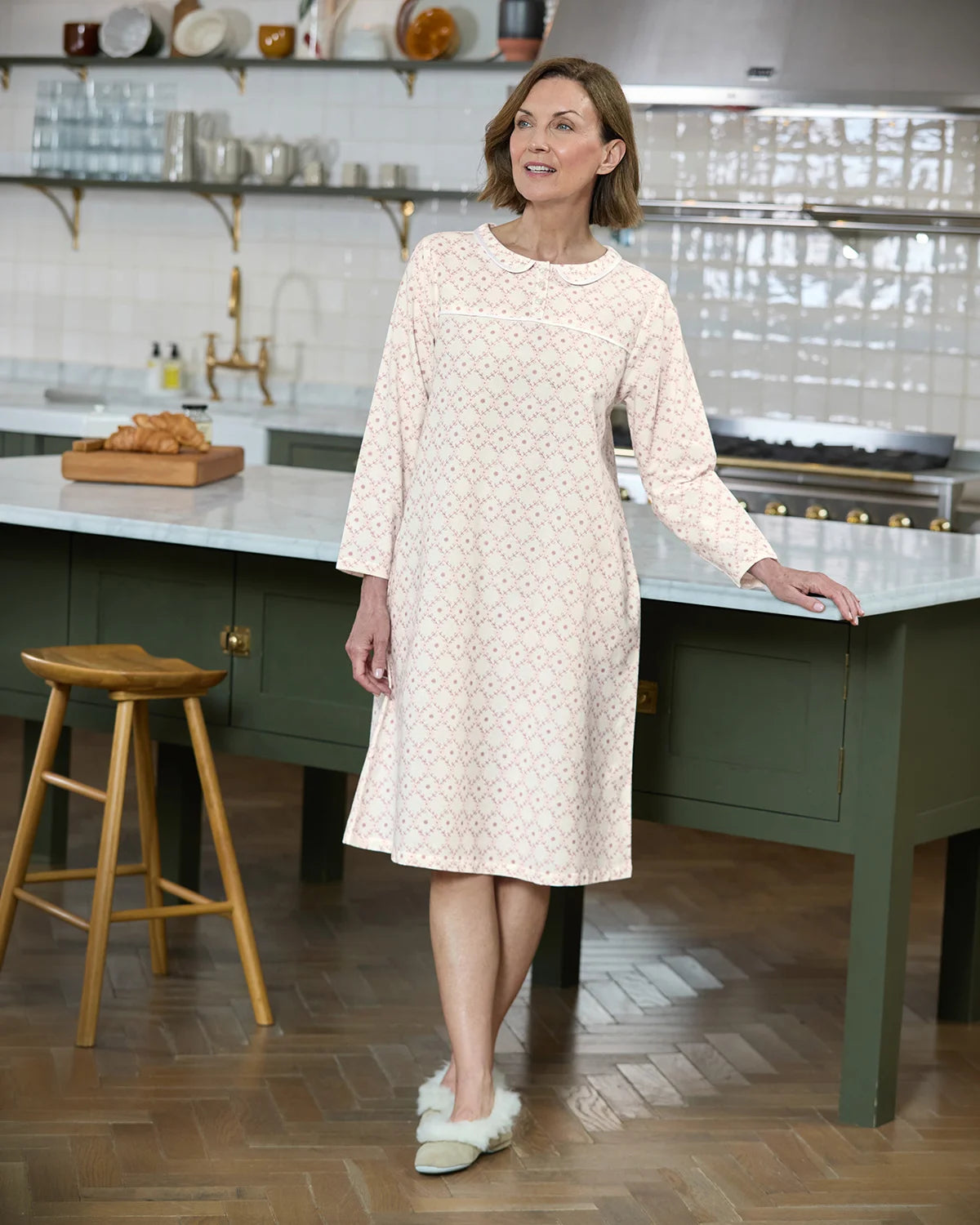 Colleen Floral Long Sleeve Cotton Flannel Nightdress