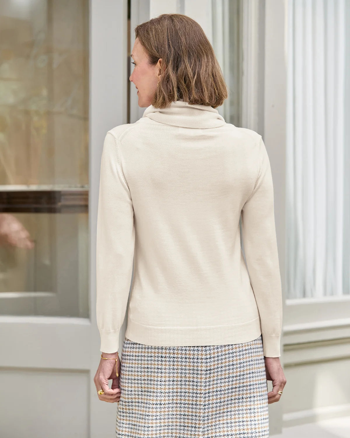 Ladies’ Pure Merino Wool Cowl Neck Jumper – Cream
