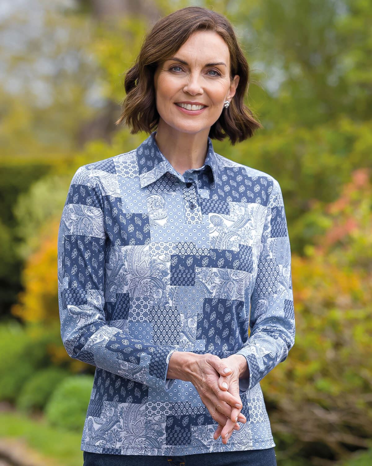 Molly Multi Coloured Pure Cotton Polo Top - Country Collection