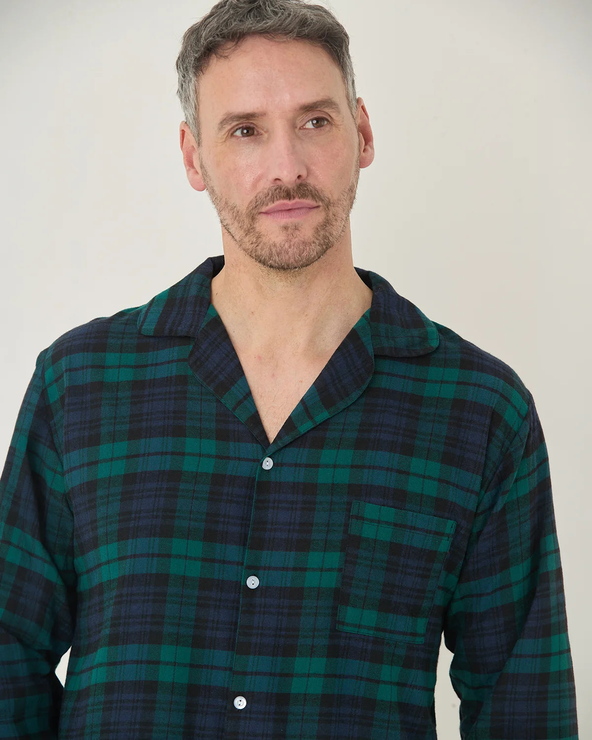 Mens Donald Pure Brushed Cotton Long Sleeved Nightshirt