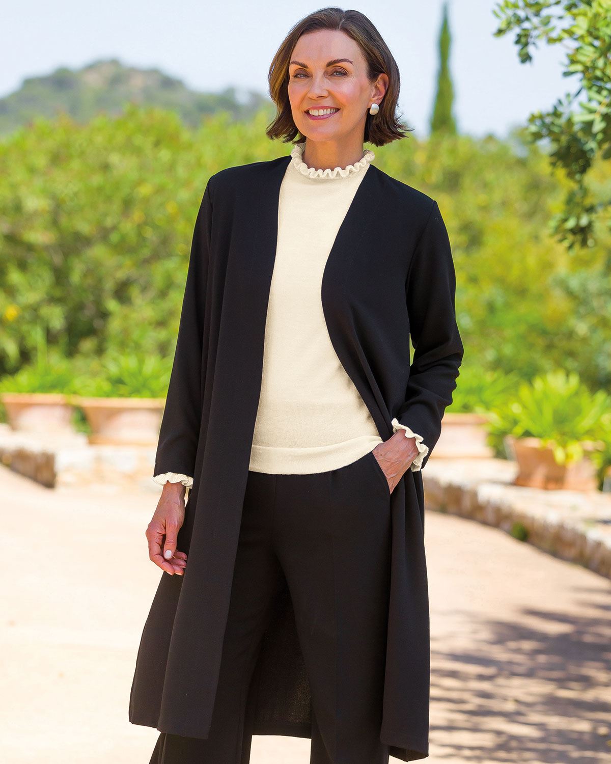 Katrina Super Soft Edge To Edge Longline Jacket - Black - Country Collection