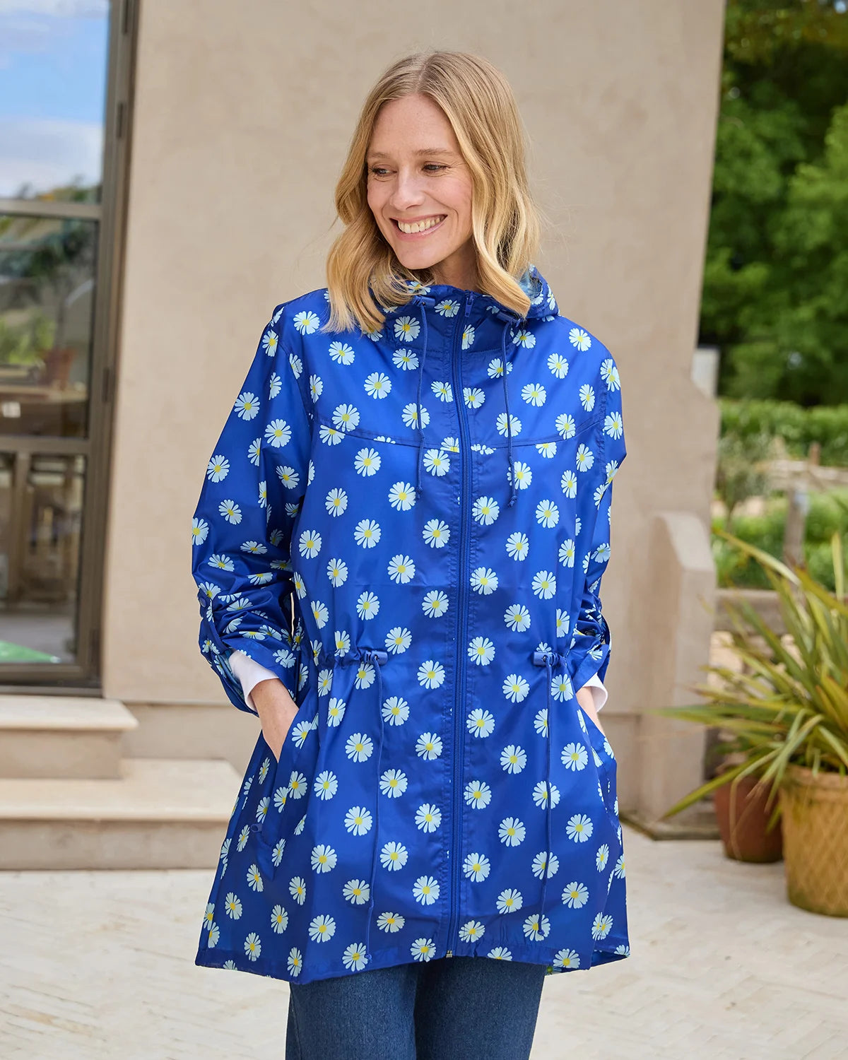 Lightweight Printed Rain Jacket - Daisies
