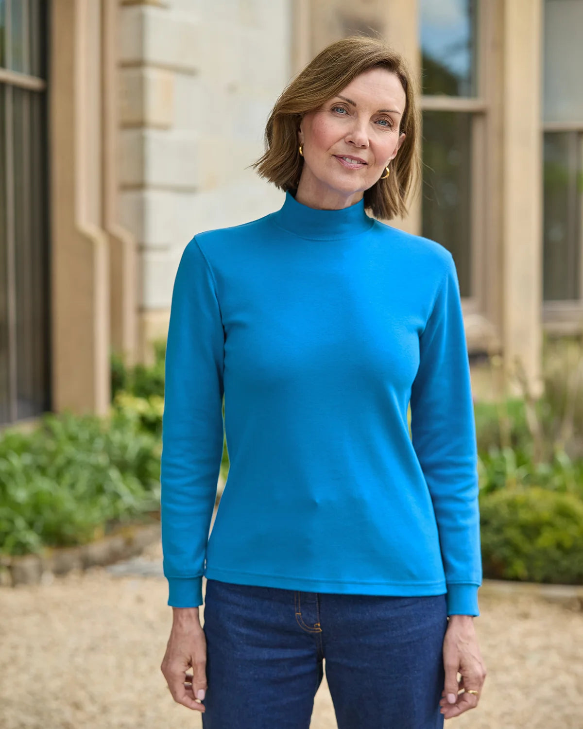 Cotton Turtle Neck Tops - Delphinium